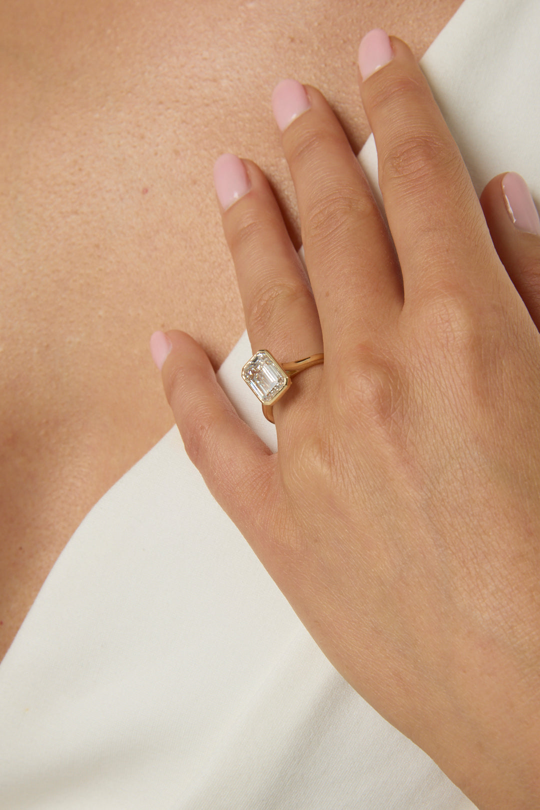 3.50CT Emerald Cut Bezel Solitaire Engagement Ring-Engagement Ring-Saffron Bridal-Susan Saffron Jewelry