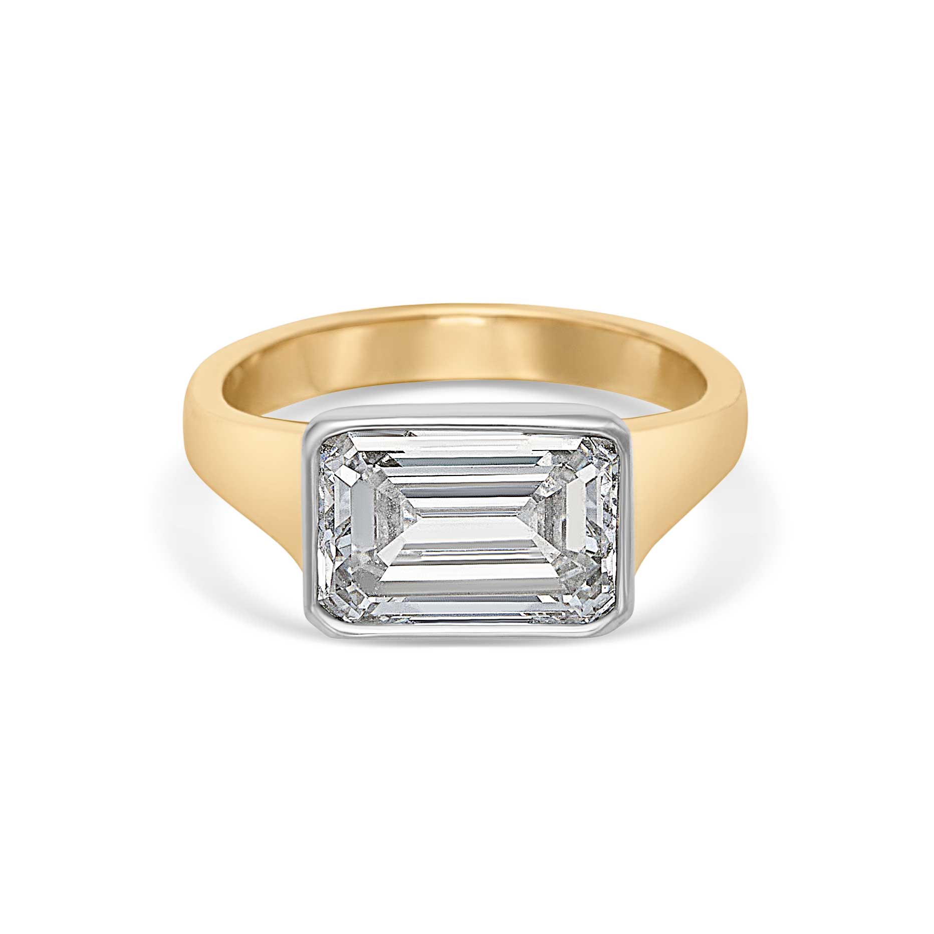 4.0CT Emerald Cut Bezel Solitaire Engagement Ring