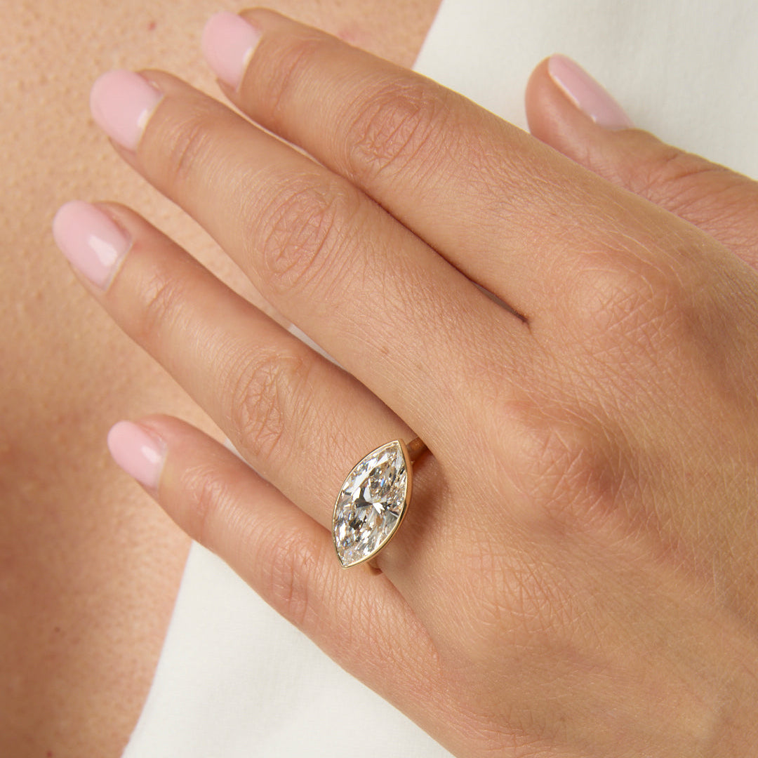 3.64CT Marquise Cut Bezel Solitaire Engagement Ring