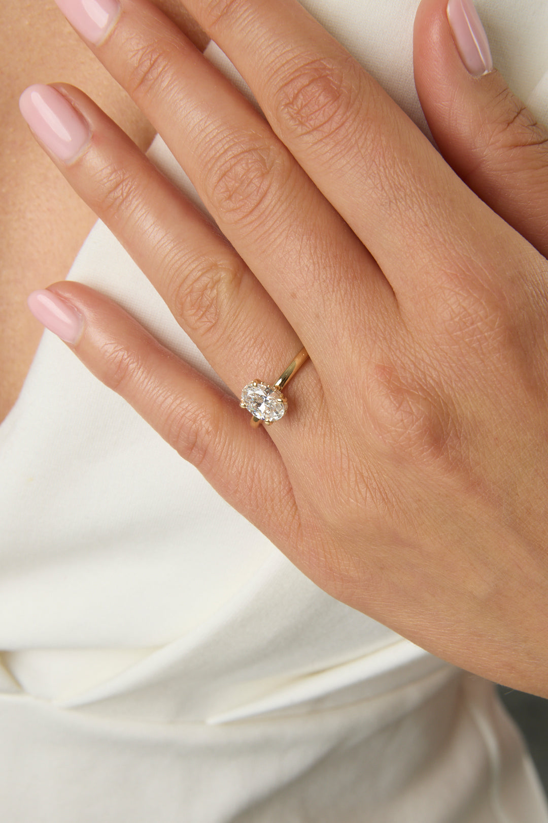 1.06CT Oval Cut Solitaire Hidden Halo Engagement Ring