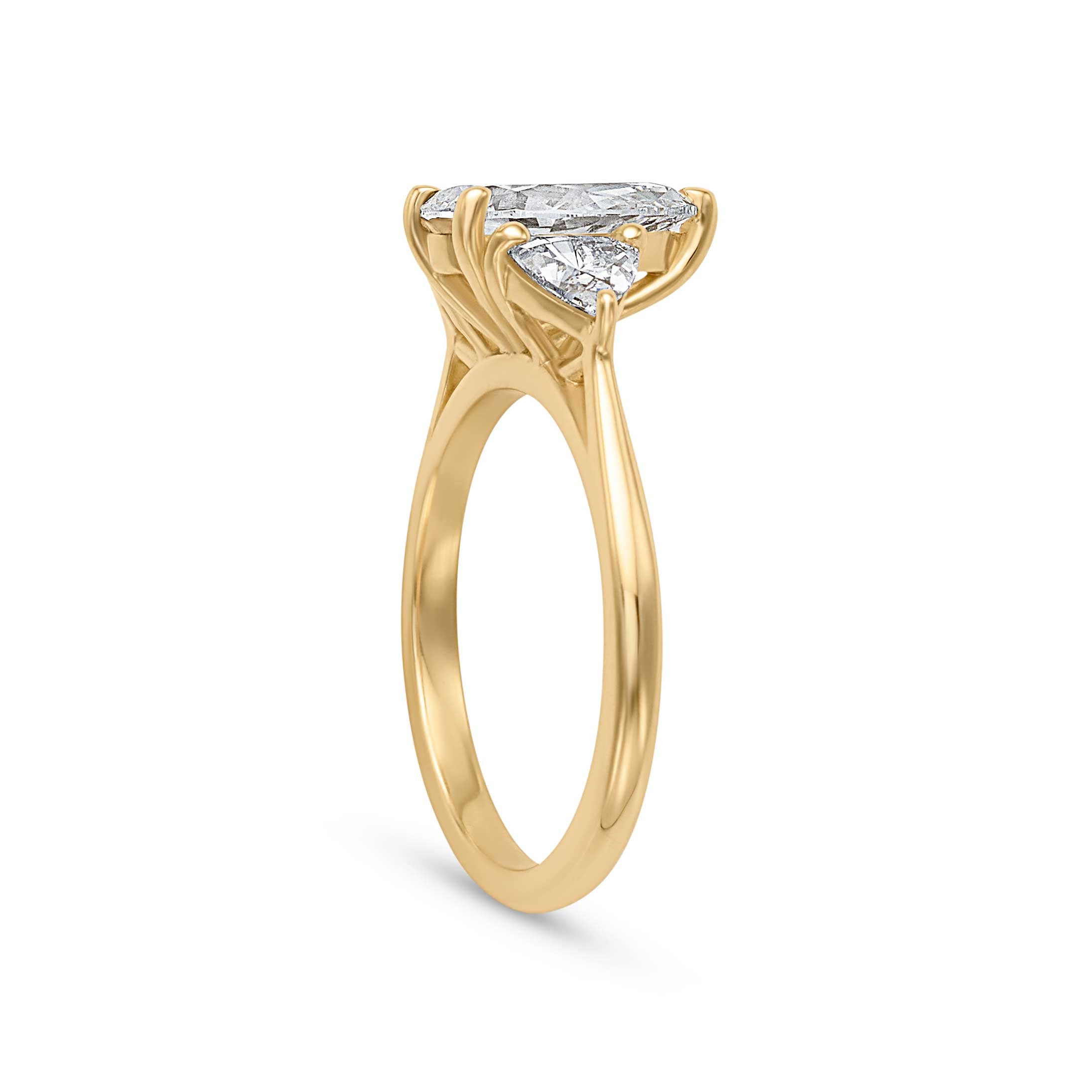 1.77CT Pear Cut Three Stone Engagement Ring With Trillion Side Stones