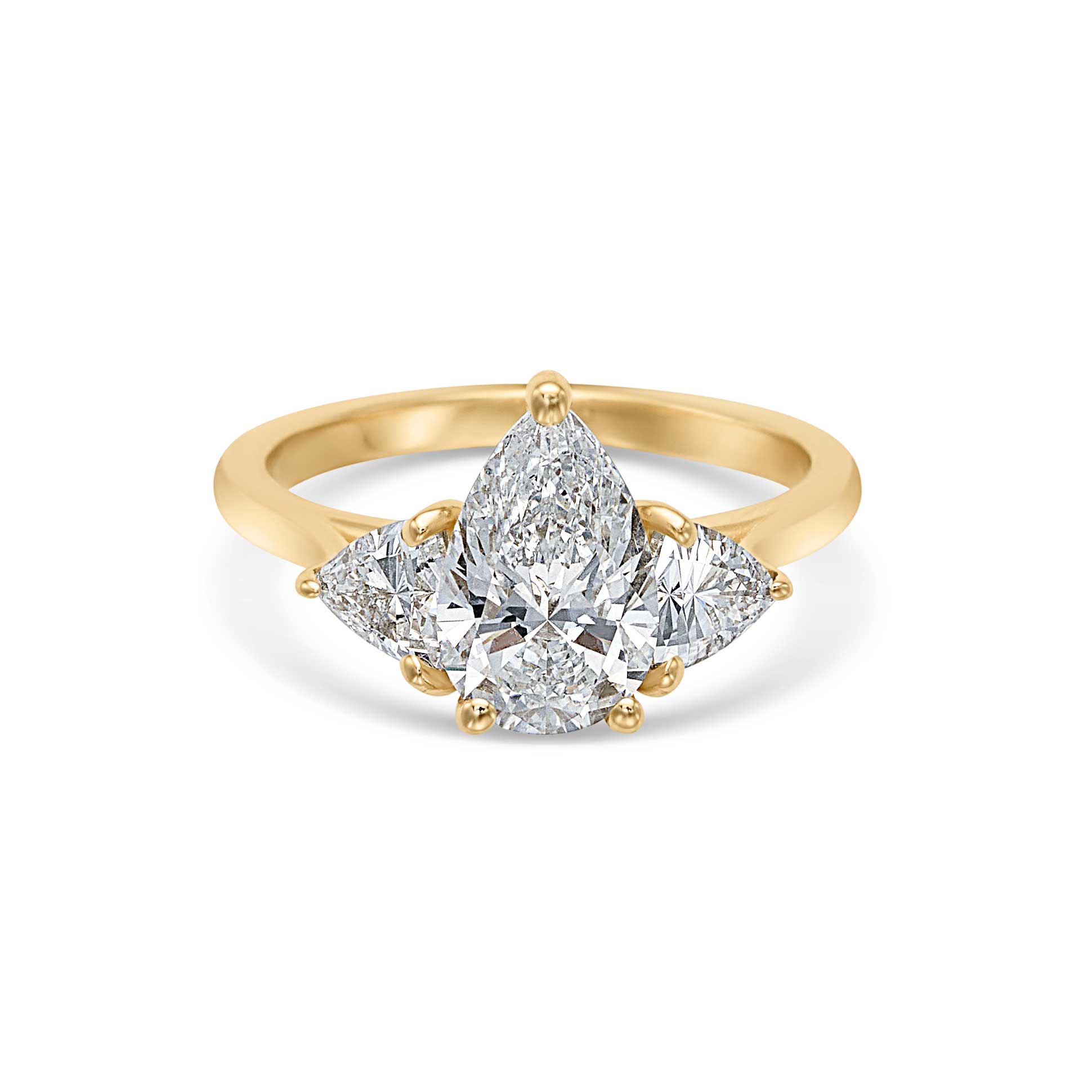 1.77CT Pear Cut Three Stone Engagement Ring With Trillion Side Stones