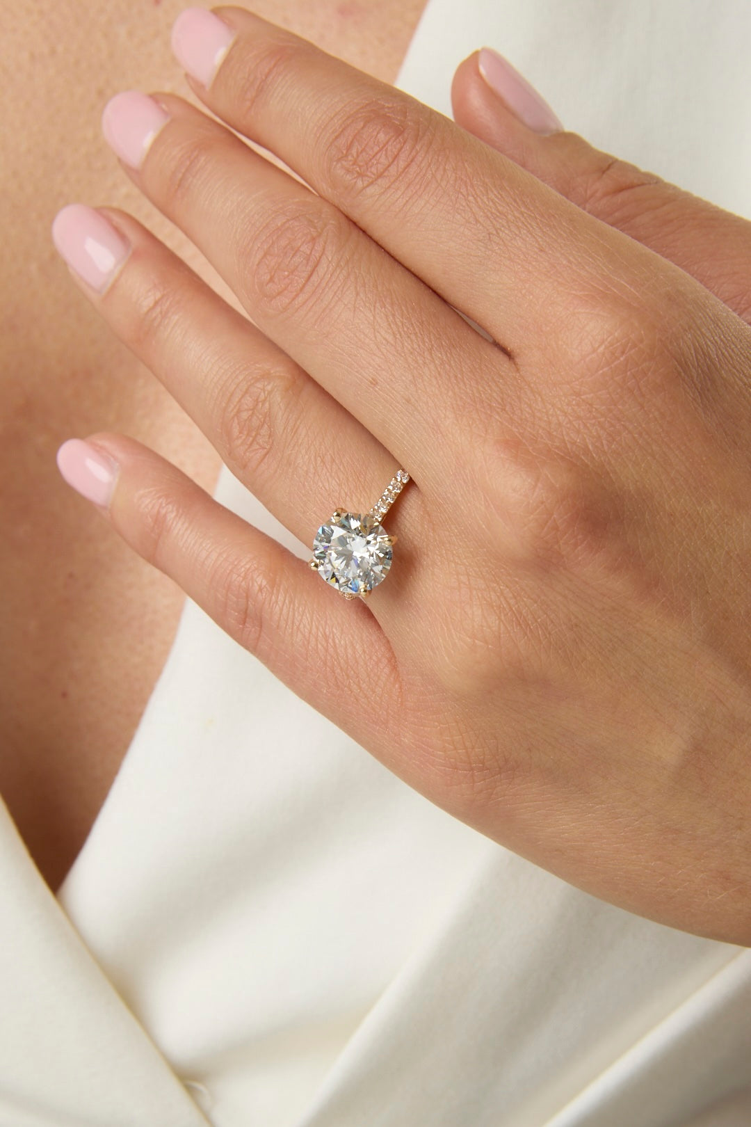 4.01CT Round Brilliant Cut Pave Solitaire Engagement Ring