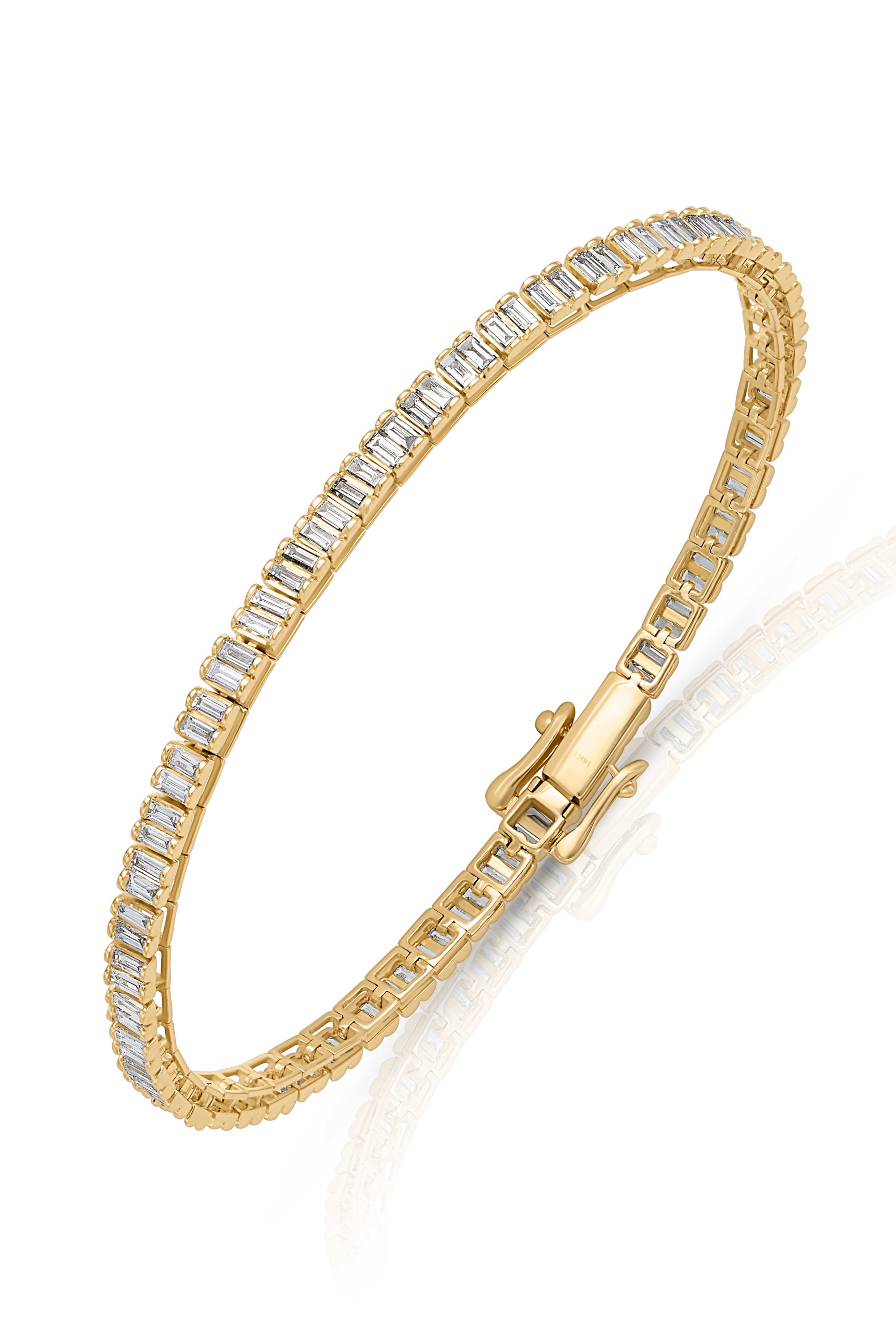 14KY Emerald Cut Tennis Bracelet