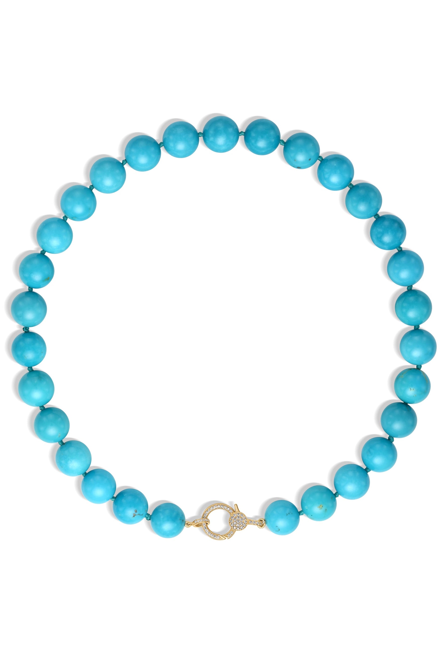 Turquoise Bead Necklace with Pave Clasp-Necklaces-Trilogy-Susan Saffron Jewelry