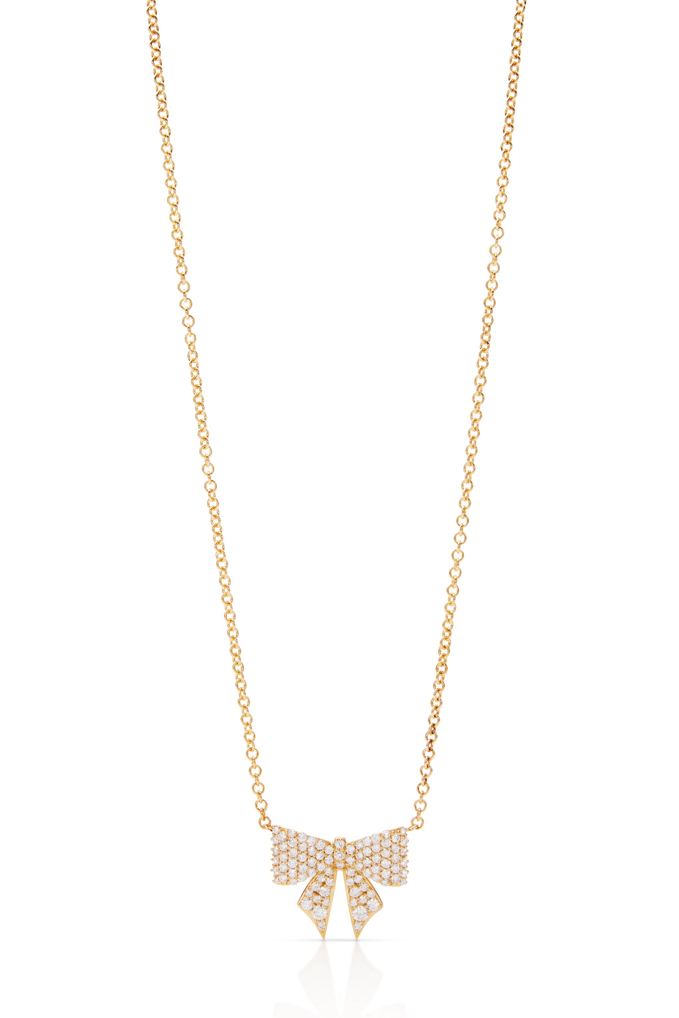 18KY Diamond Bow Necklace