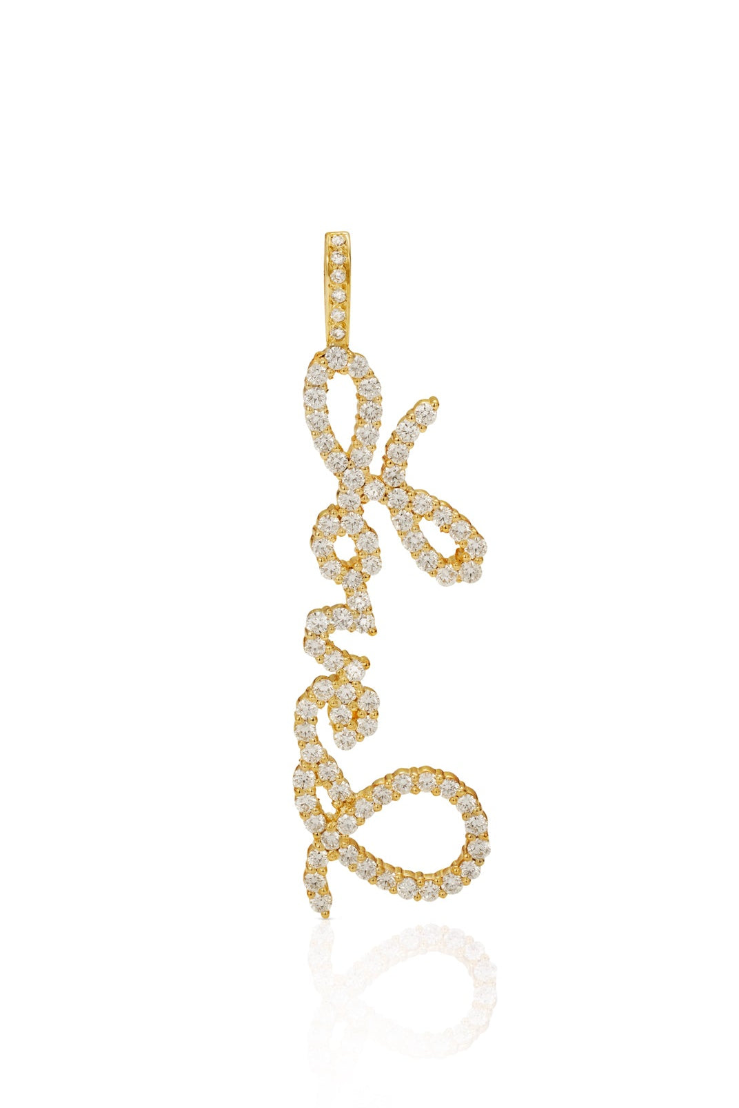 18KY Diamond Script Love