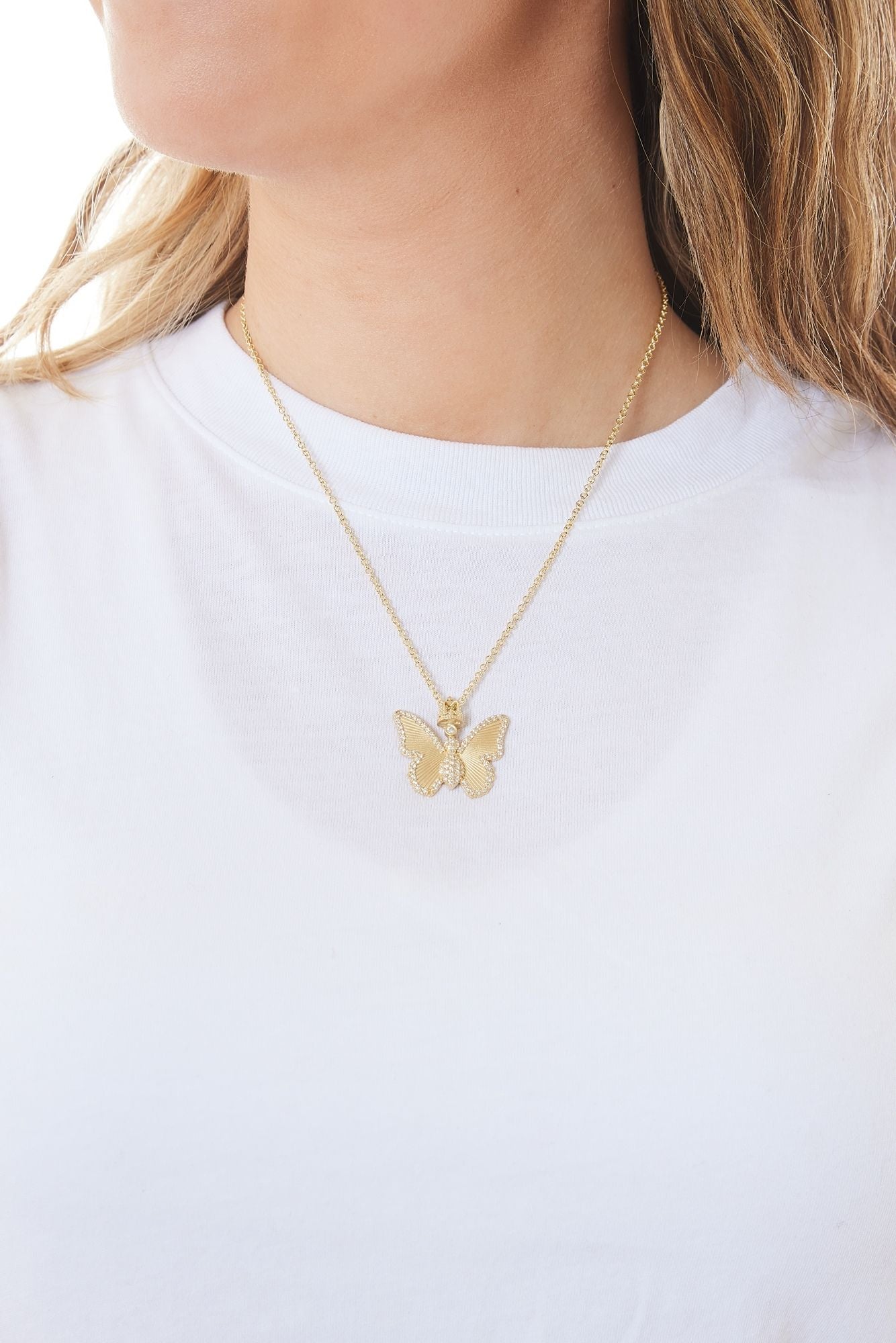 18KY Crowned Butterfly Charm