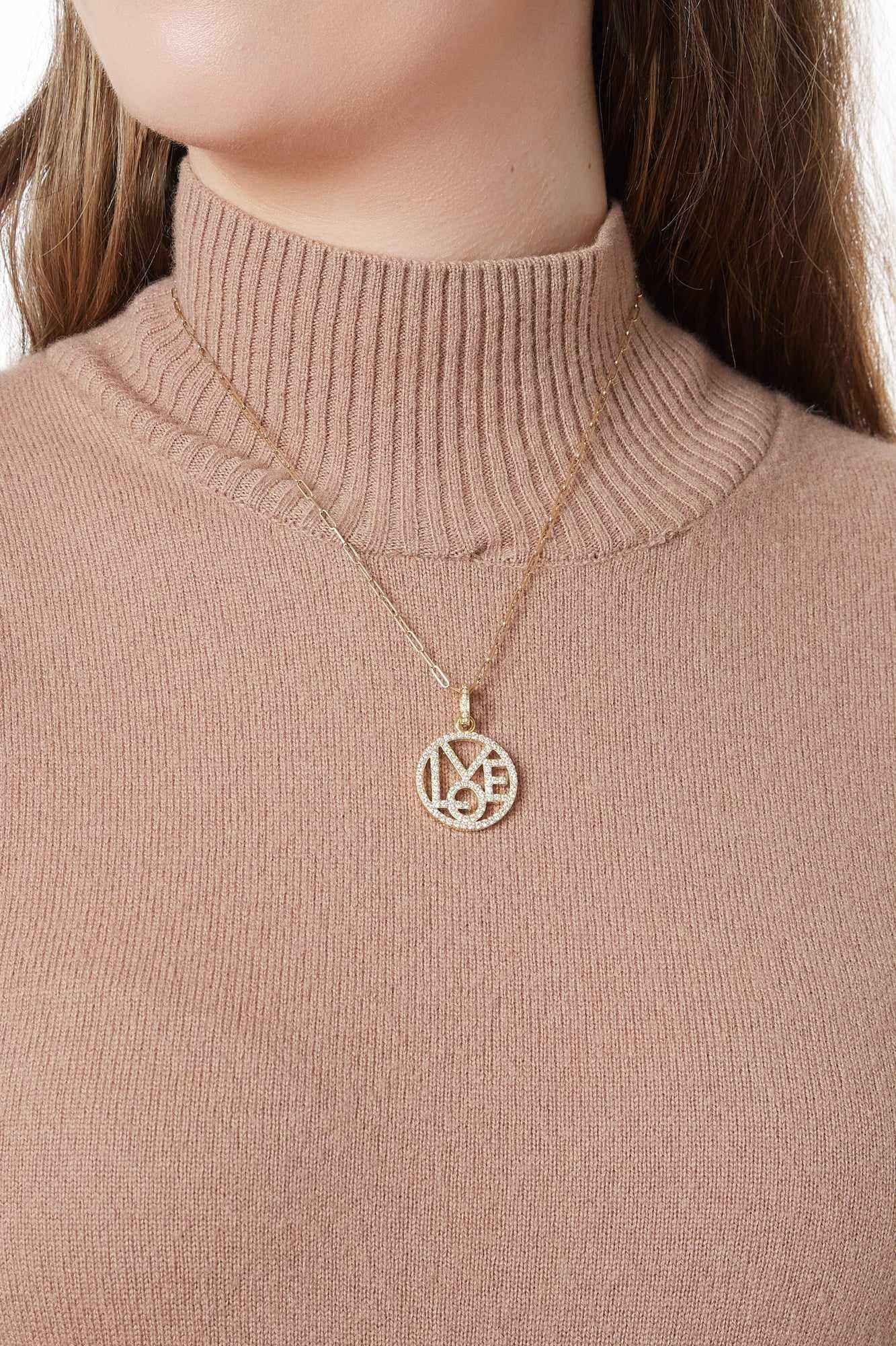18KY Diamond Love Circle Charm-Necklaces-Trilogy-Small-Susan Saffron Jewelry