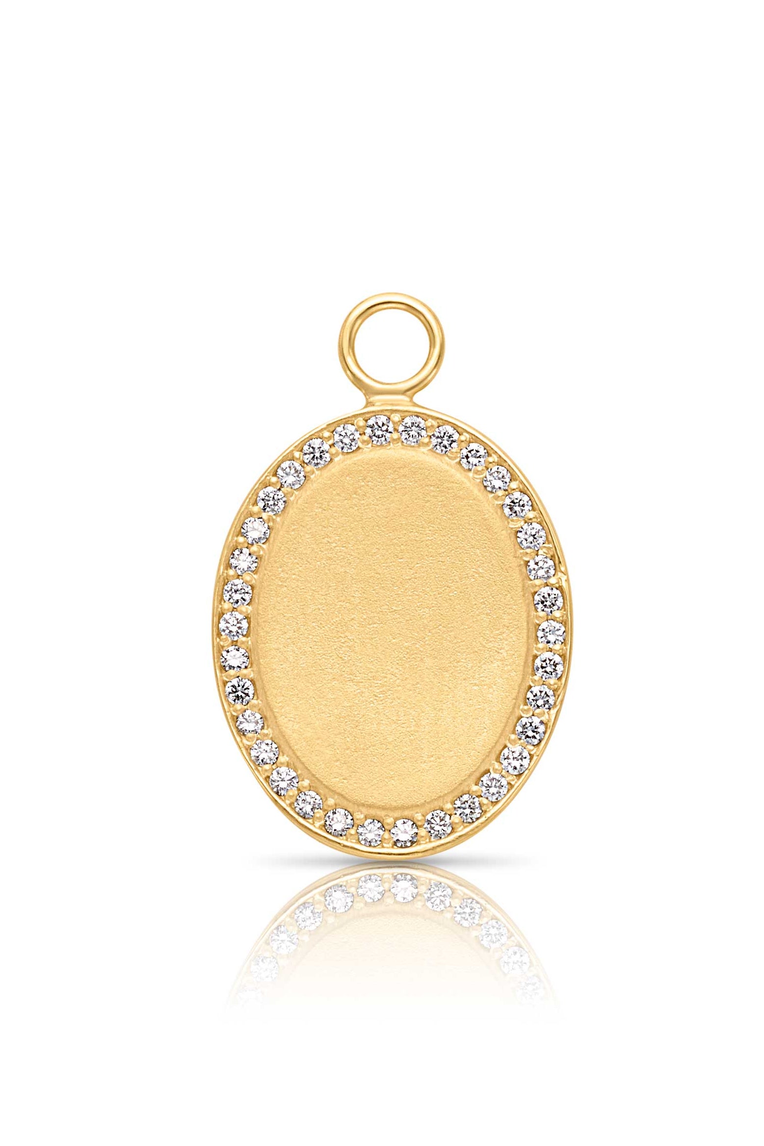 18KY Engravable Oval Brushed Charm
