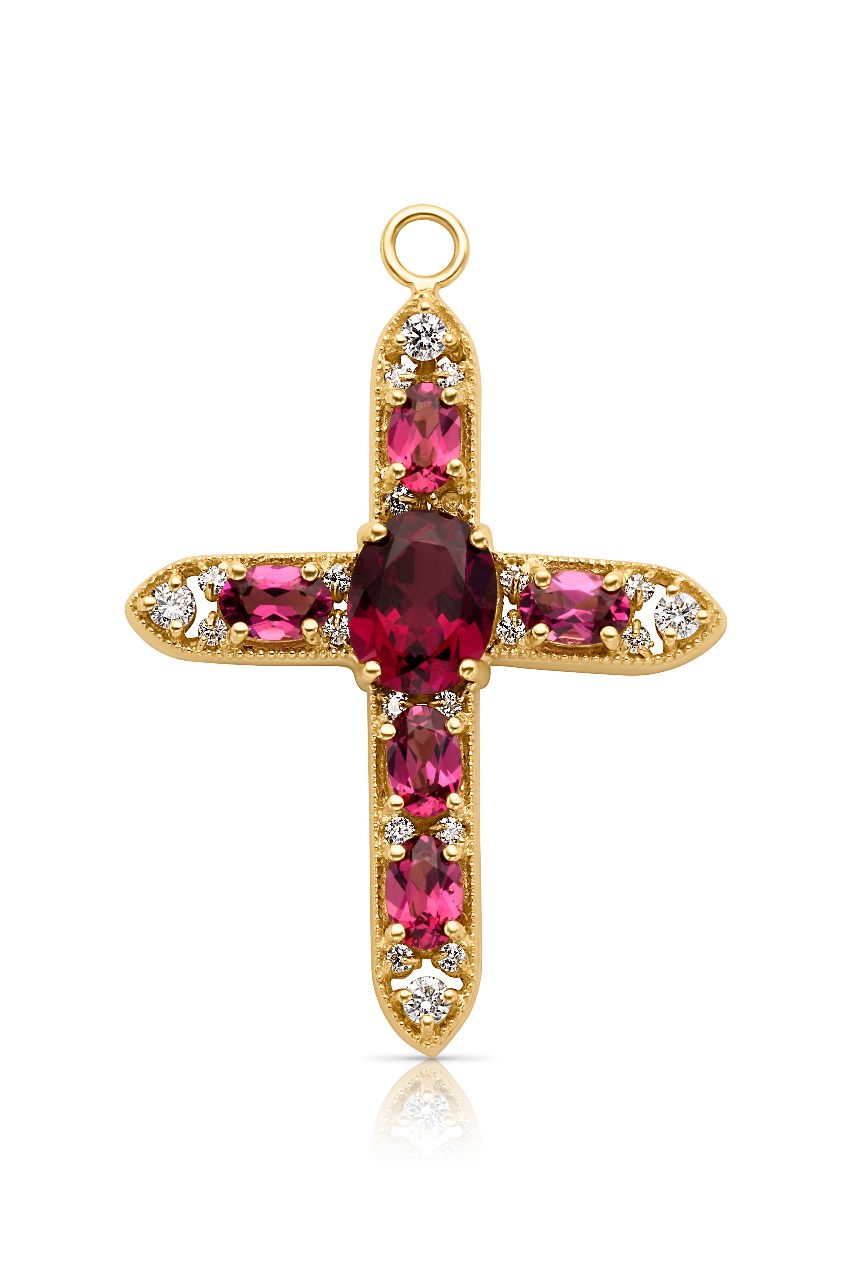18KY Esther Cross with Rhodolite Garnet