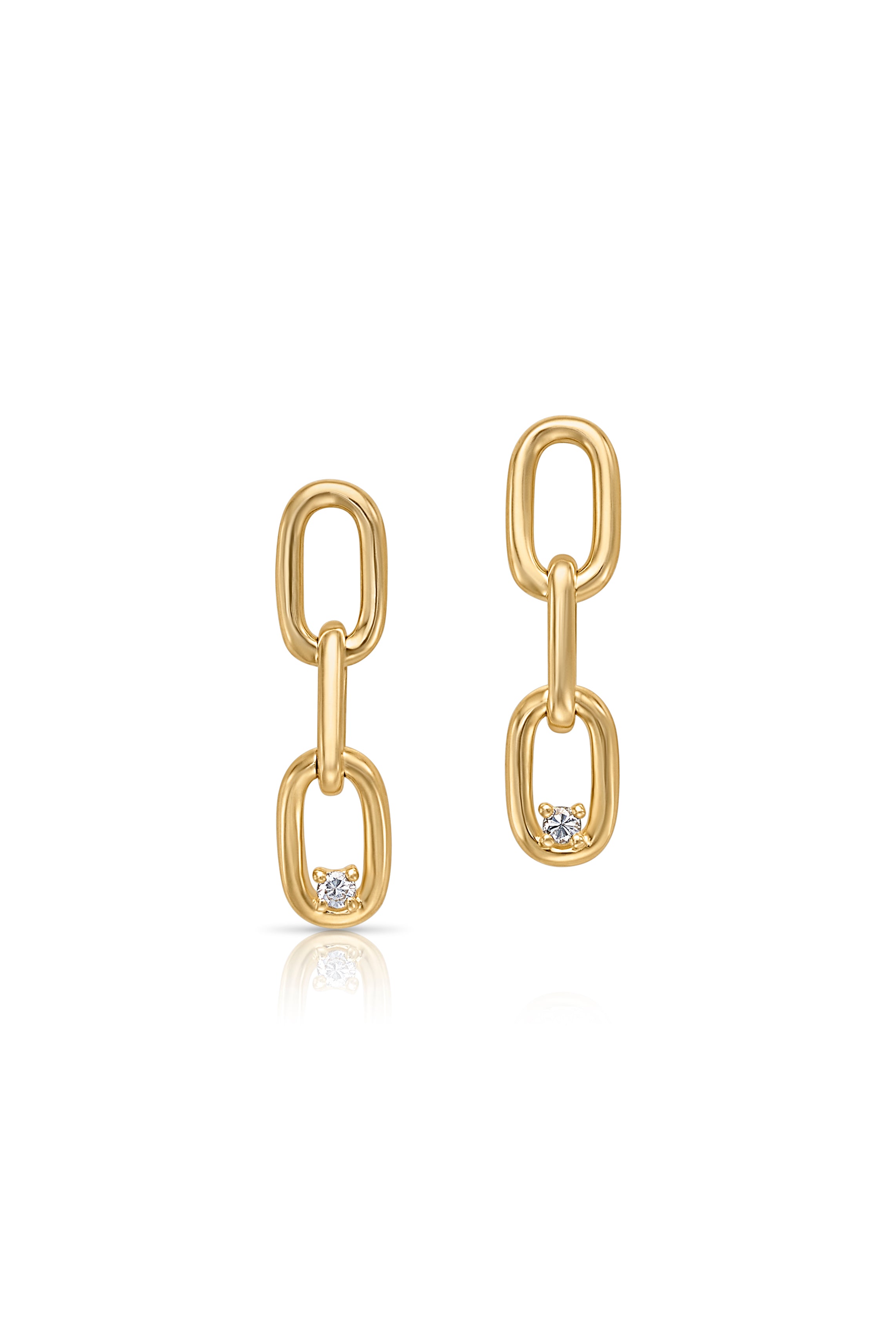 14KY Paperclip Drop Earring with Diamond
