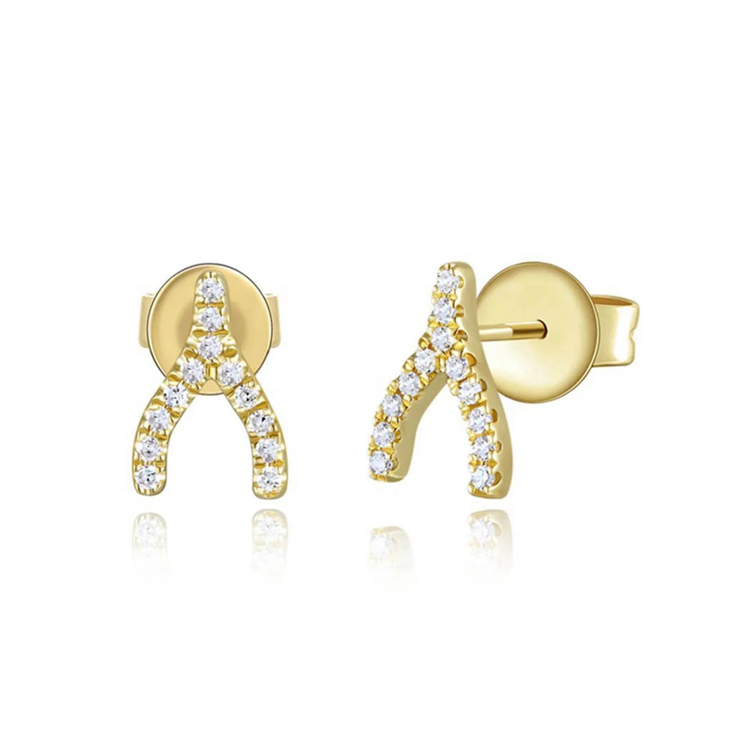 14KY Diamond Wishbone Earrings