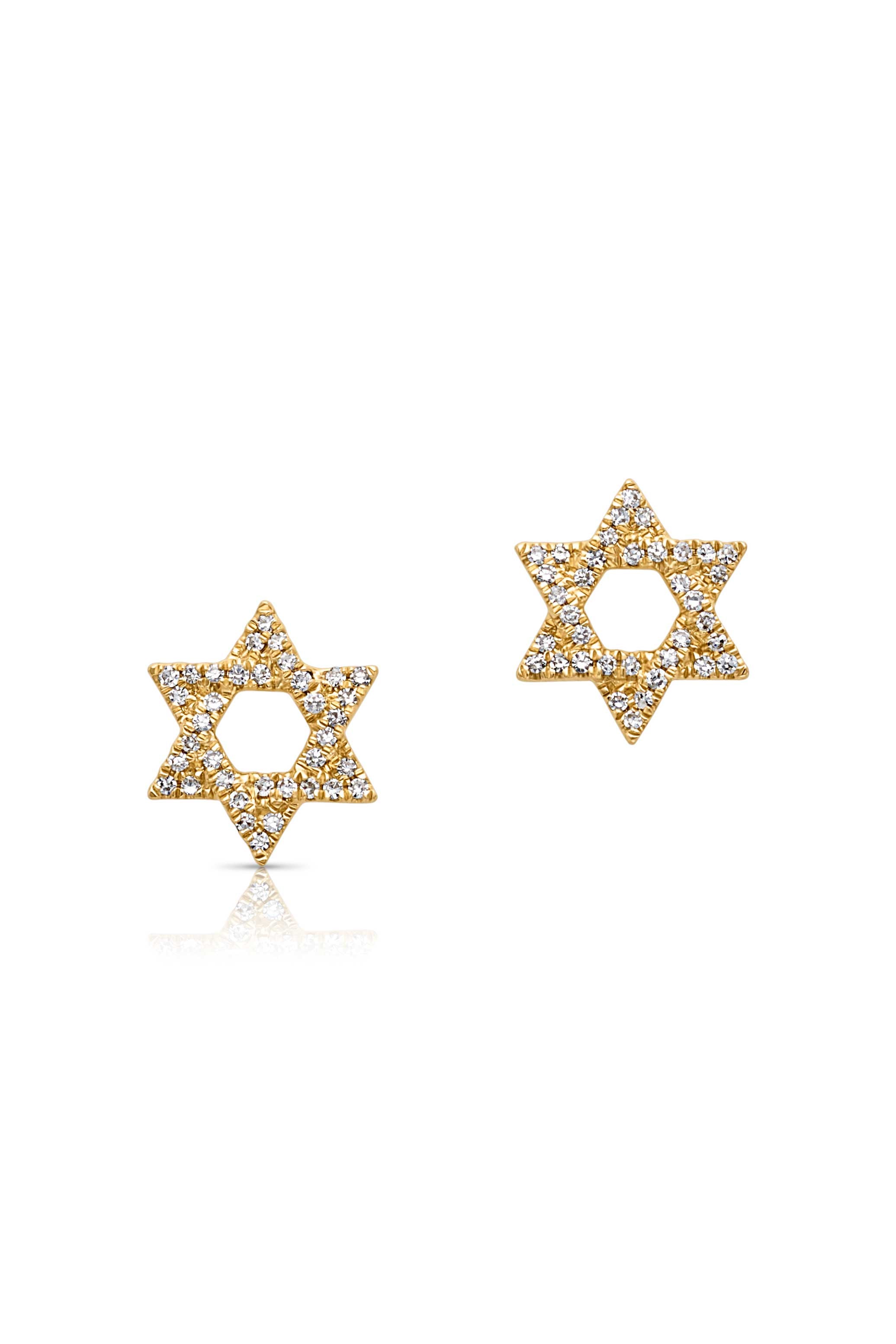 14KY Pave Star Of David Studs