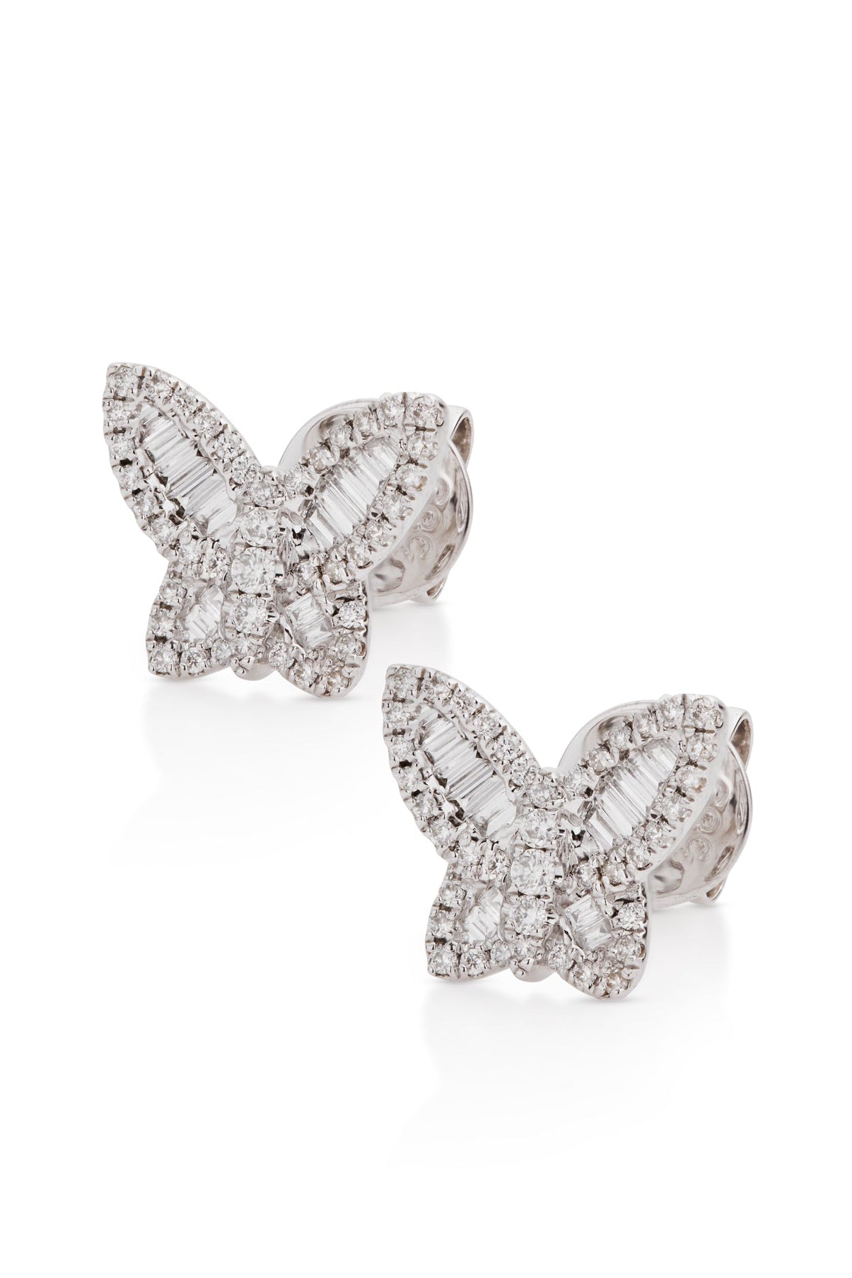 14KY Medium Diamond Butterfly Studs-Earrings-Saffron Jewelry-White Gold-Susan Saffron Jewelry