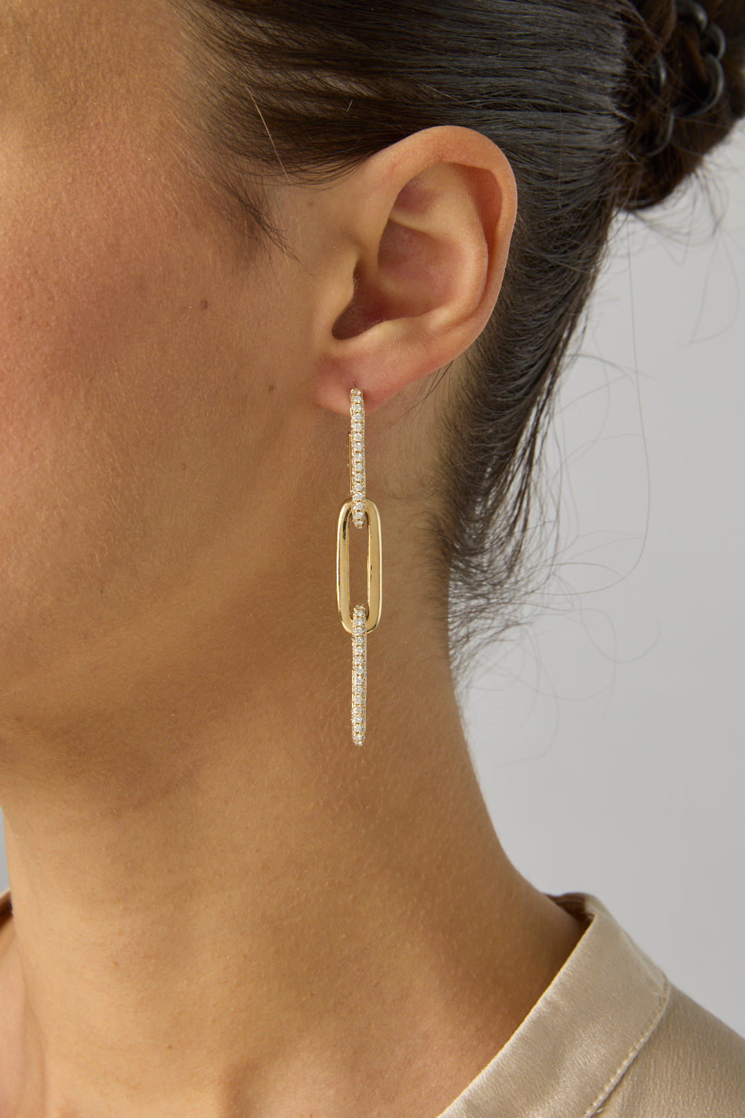 14KY Diamond Link Drop Earring