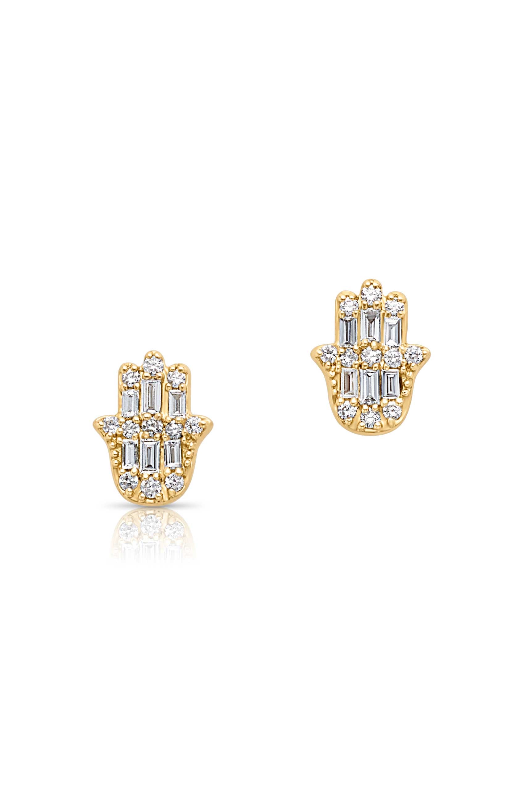 14KY Diamond Hamsa Studs