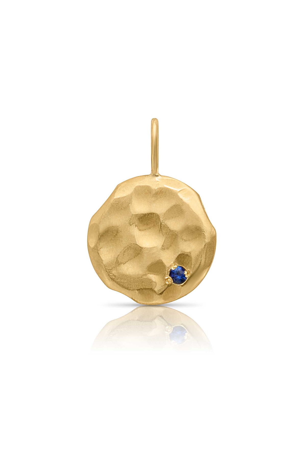18KY Hammered Disc with Birthstone