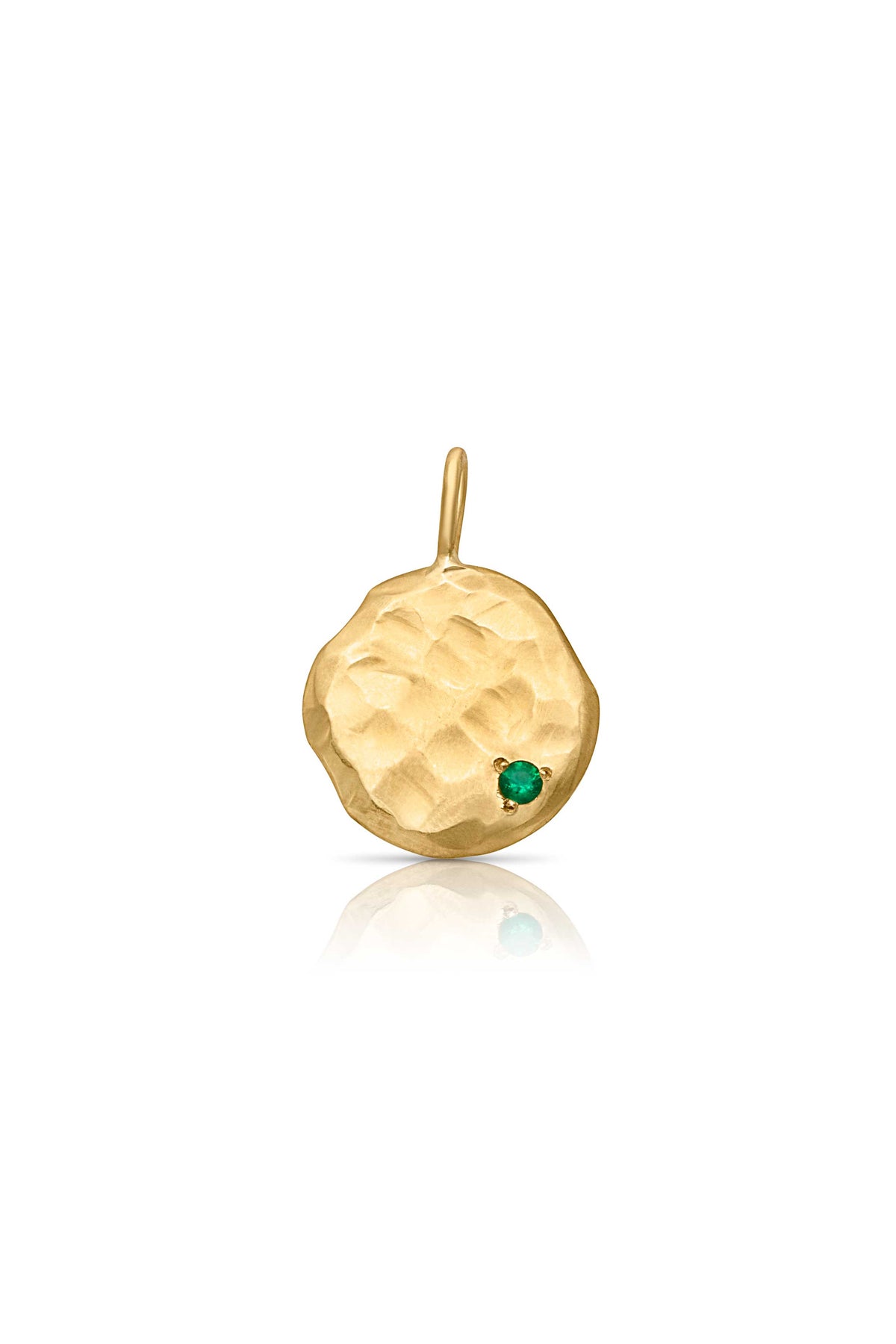 18KY Hammered Disc with Birthstone