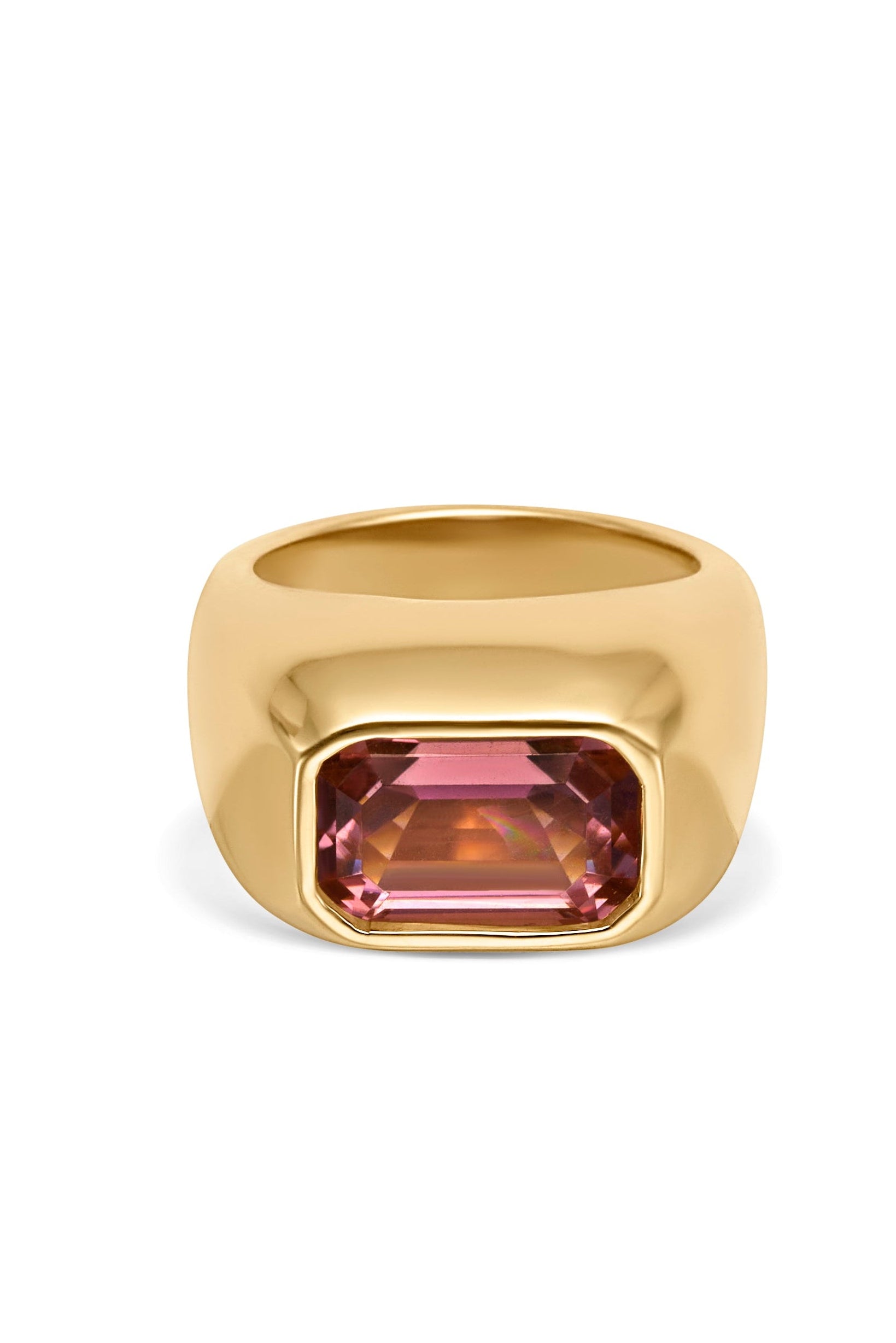 14KY Pink Tourmaline Gypsy Ring