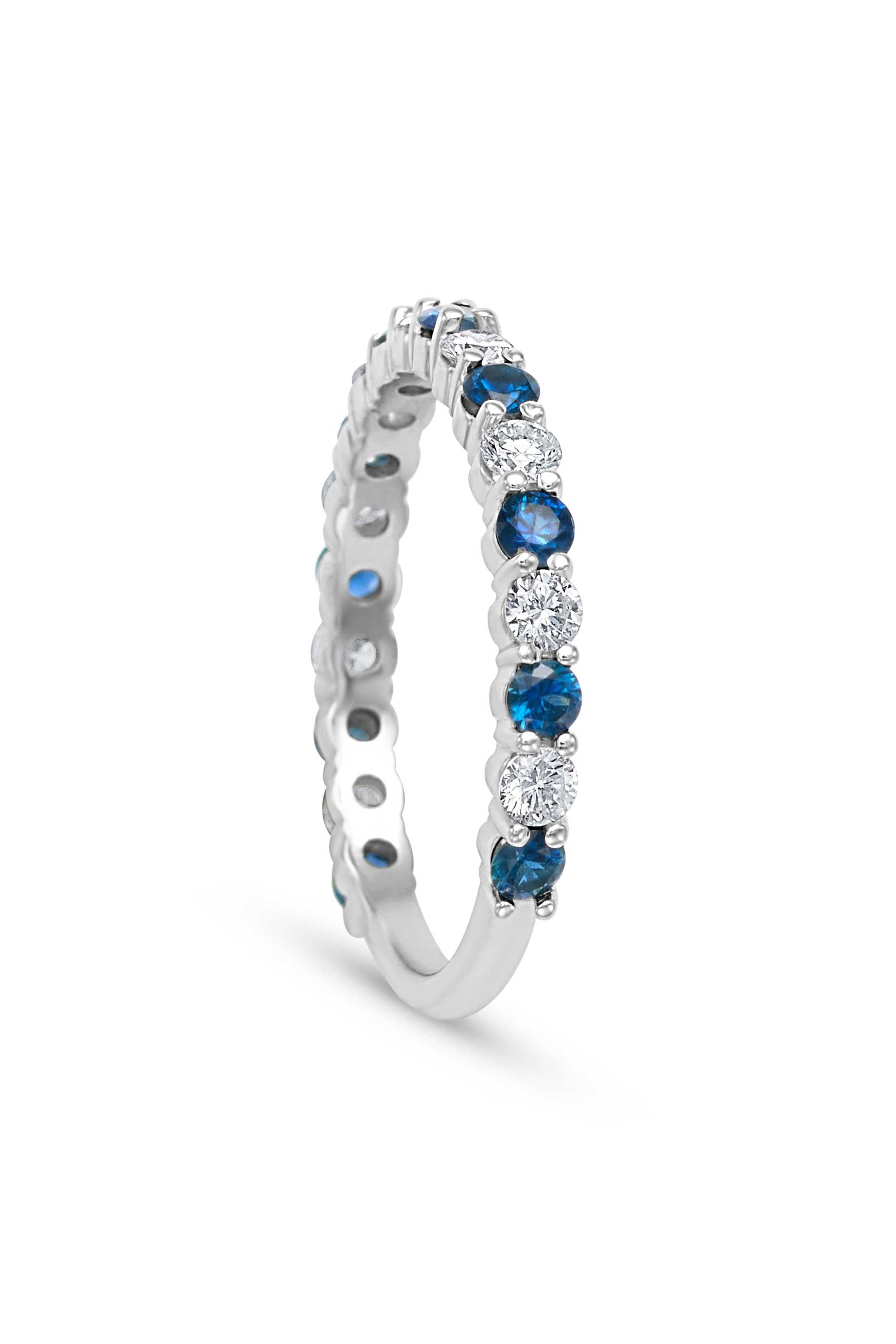 14KW Diamond and Blue Sapphire 3/4 Band