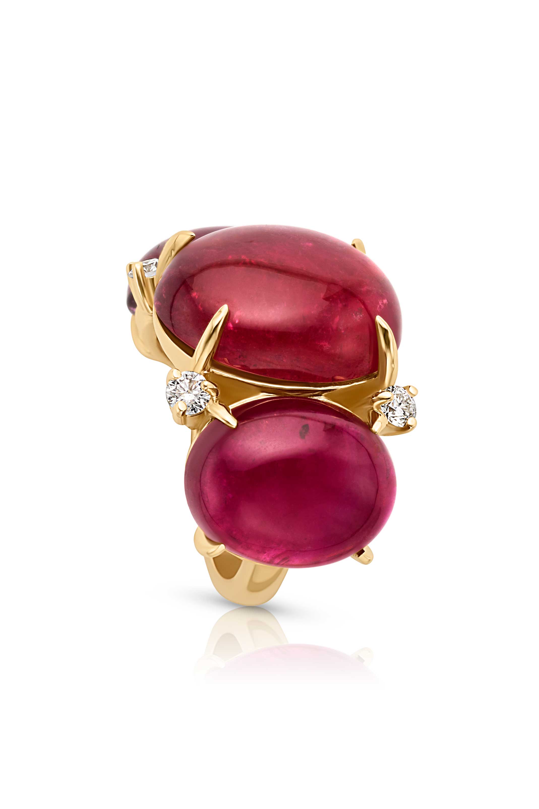 14KY 3 Stone Raspberry Tourmaline Ring