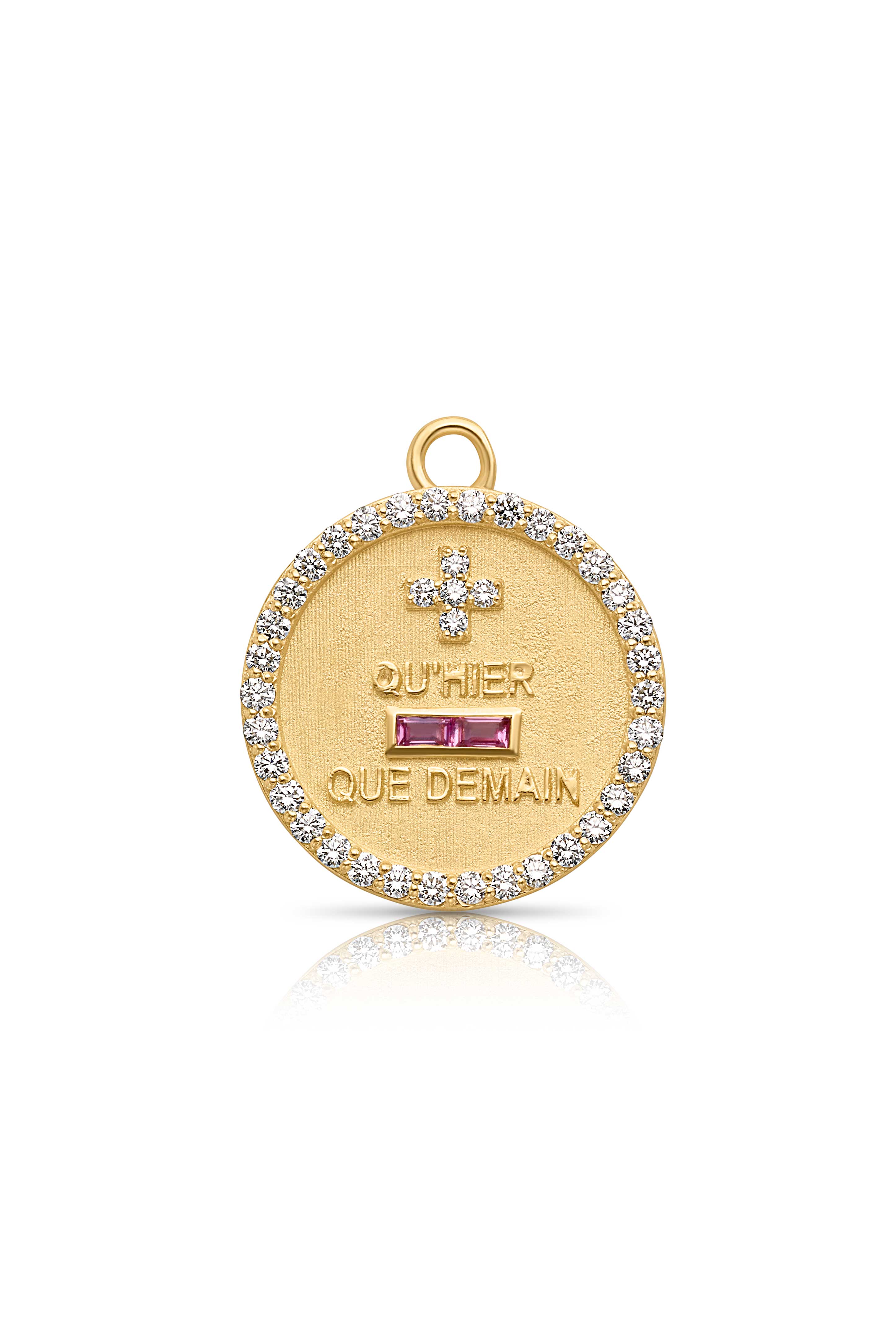 18KY Qu'Hier Que Demain Love Token with Diamond Bezel