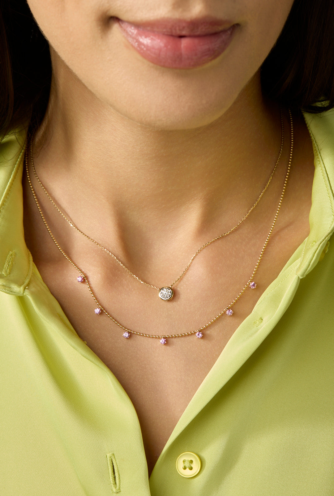 14KY Illusion Set Diamond Solitaire Necklace