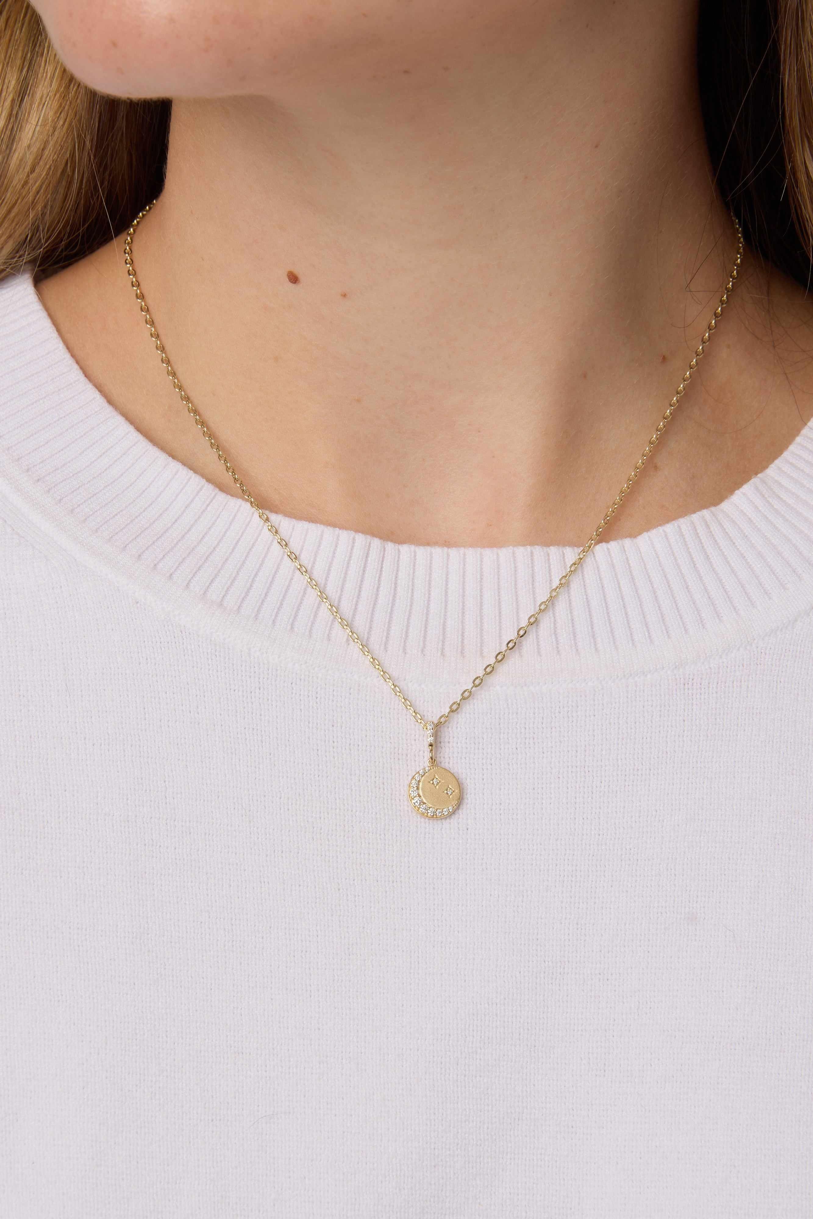 14KY Diamond Crescent Moon Necklace