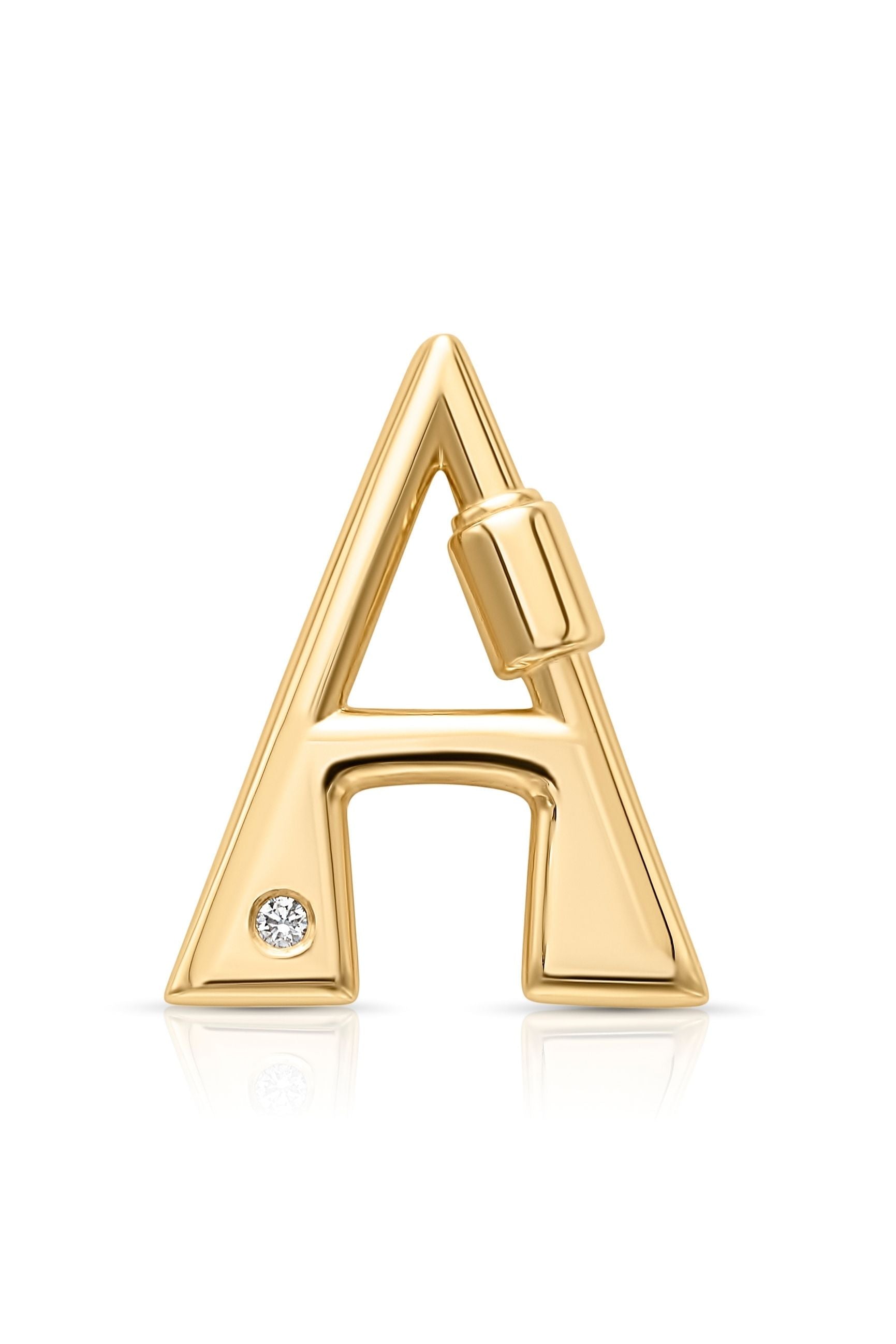 14KY Carabiner Letter Lock with Single Diamond