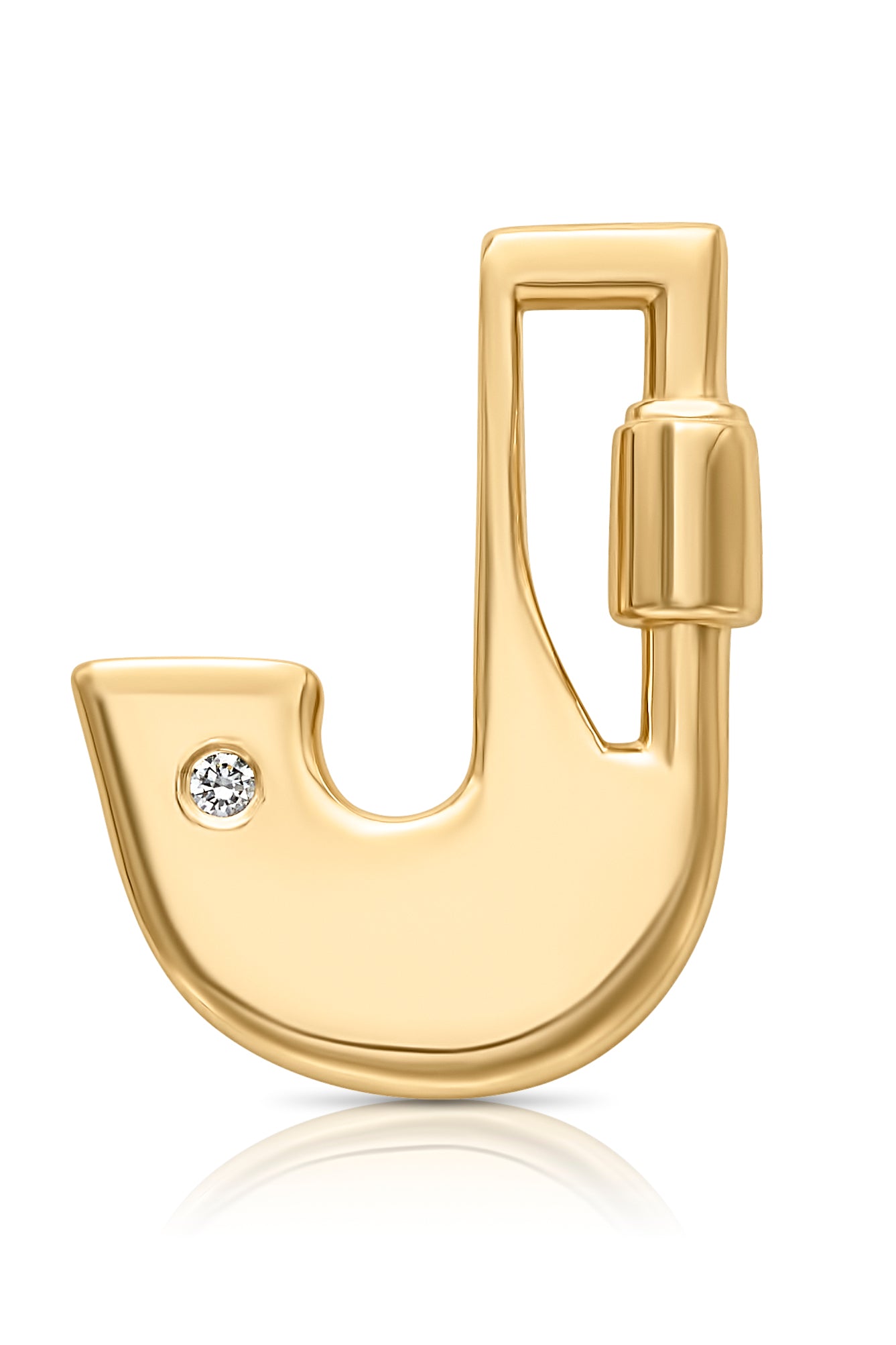 14KY Carabiner Letter Lock with Single Diamond