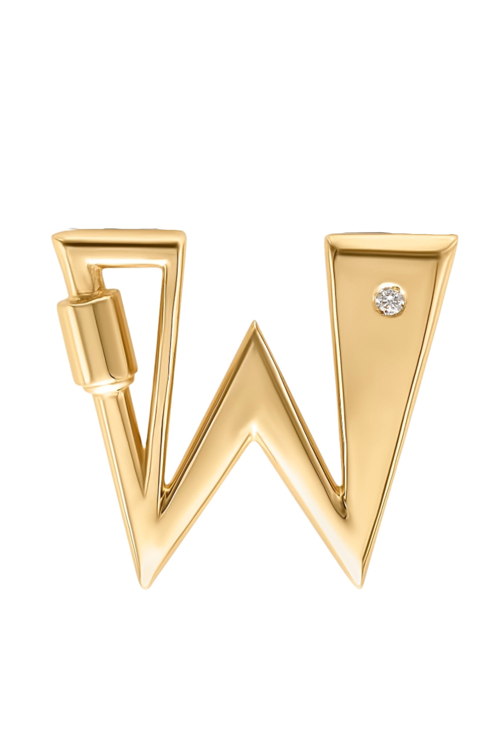 14KY Carabiner Letter Lock with Single Diamond