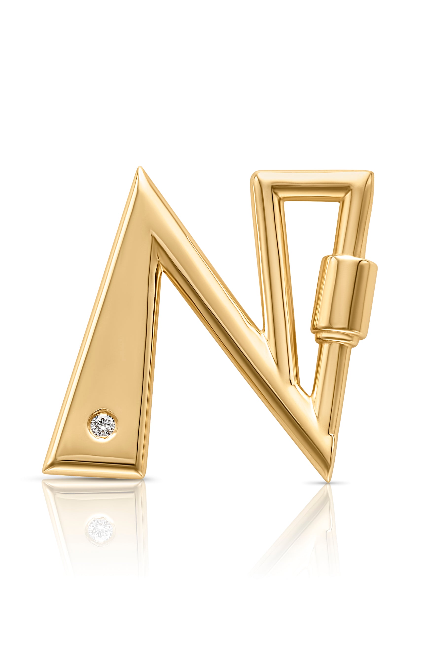 14KY Carabiner Letter Lock with Single Diamond