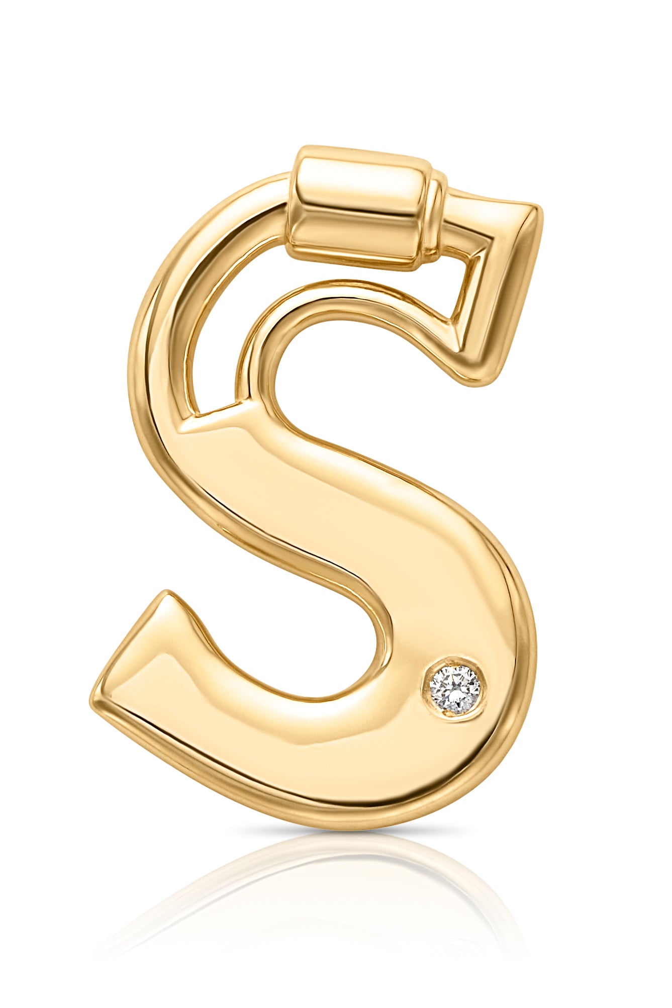 14KY Carabiner Letter Lock with Single Diamond