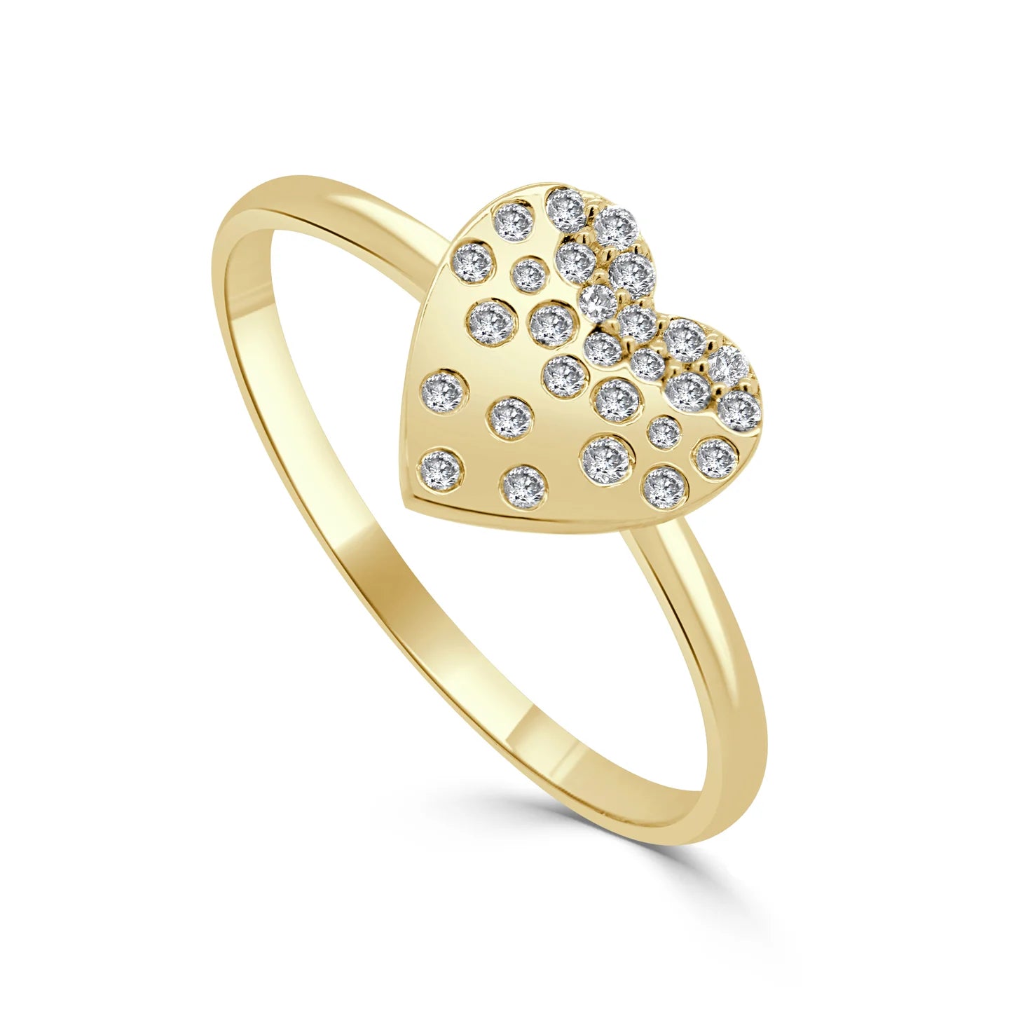 14KY Diamond Sprinkle Heart Ring