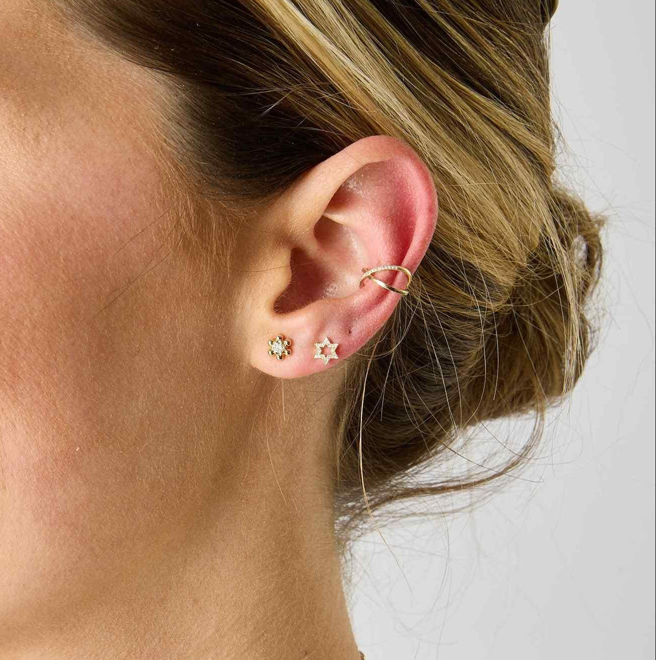 14KY Diamond Star of David Studs