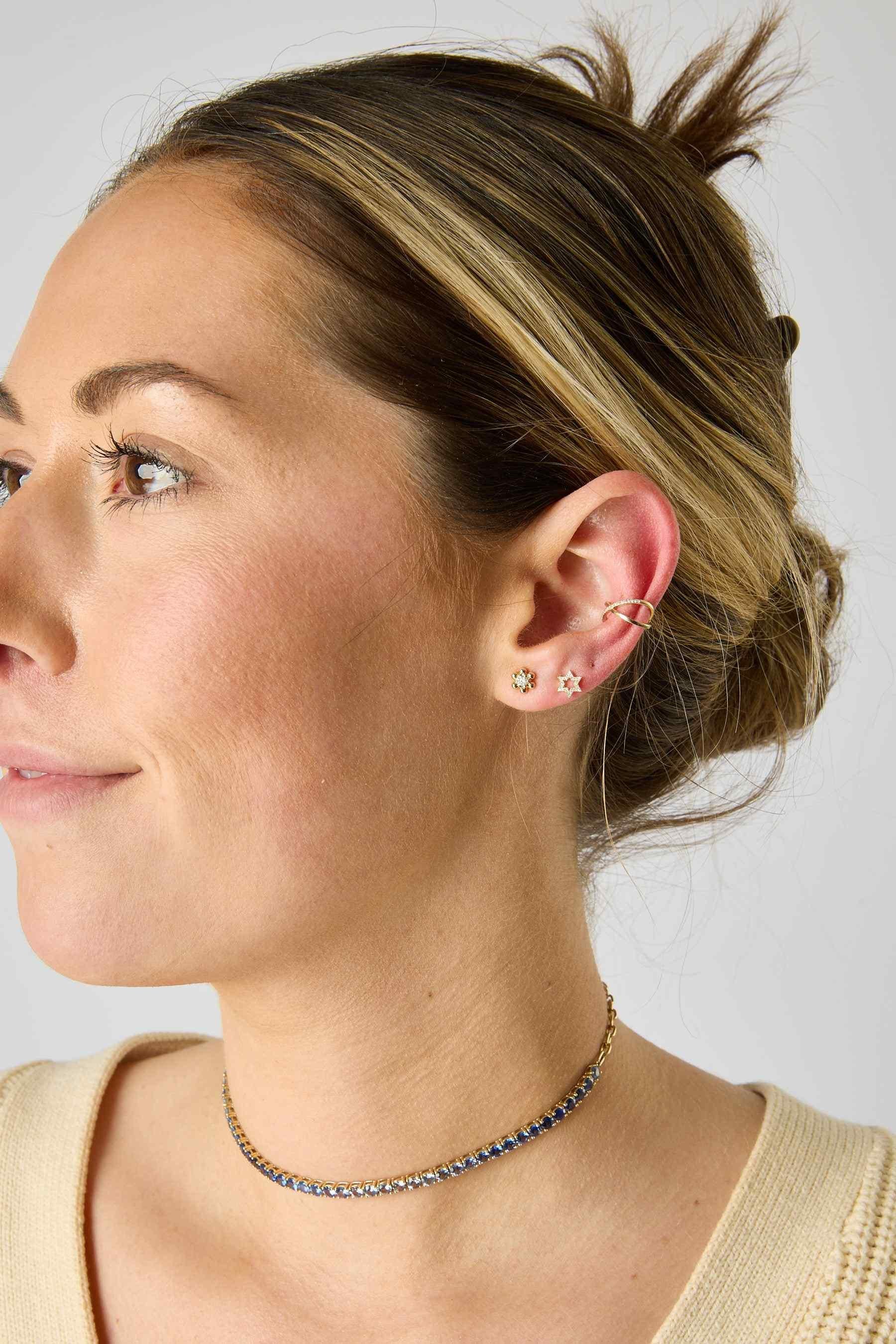 14KY Diamond Flower Studs