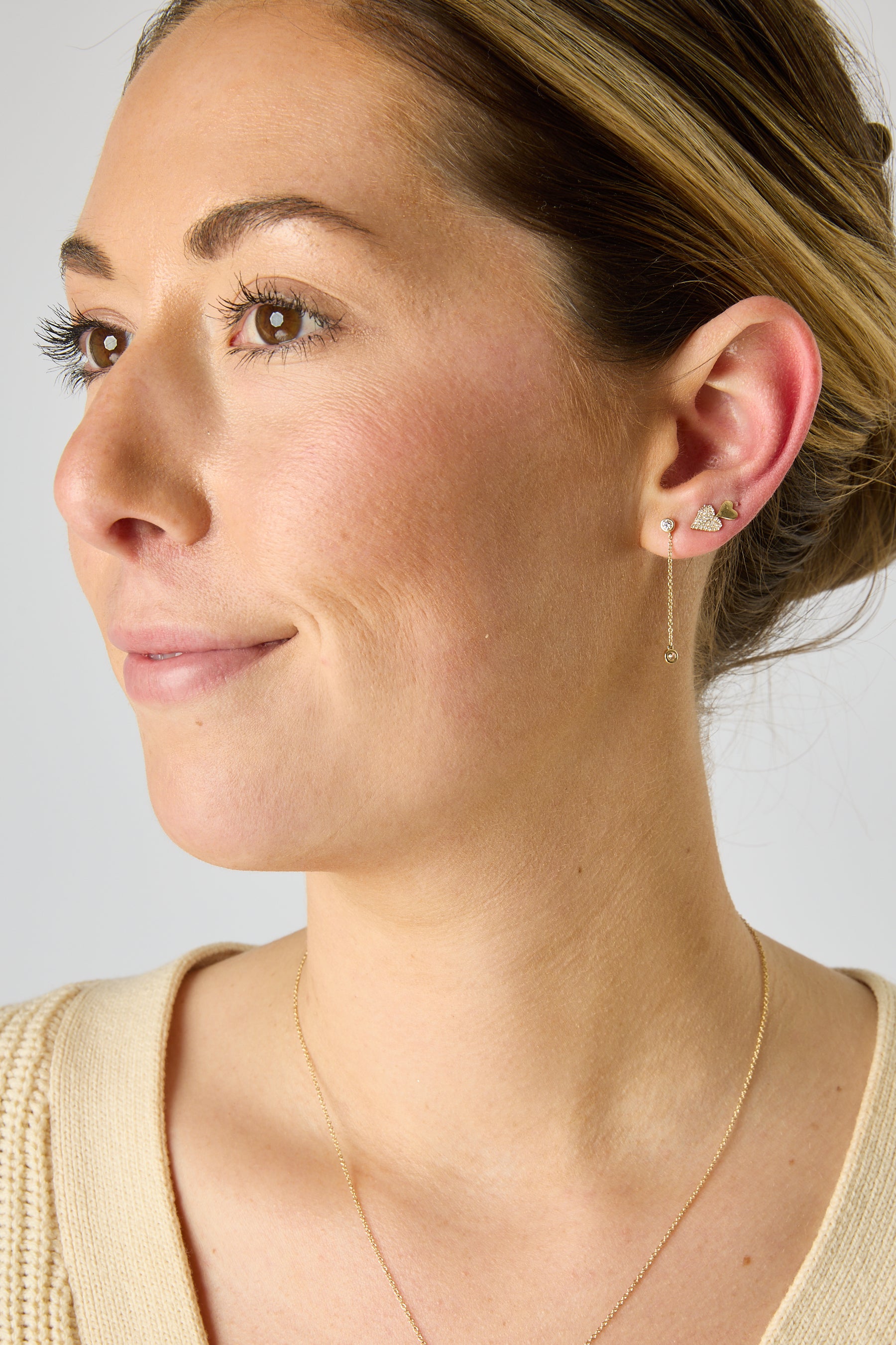 14KY Double Heart Studs