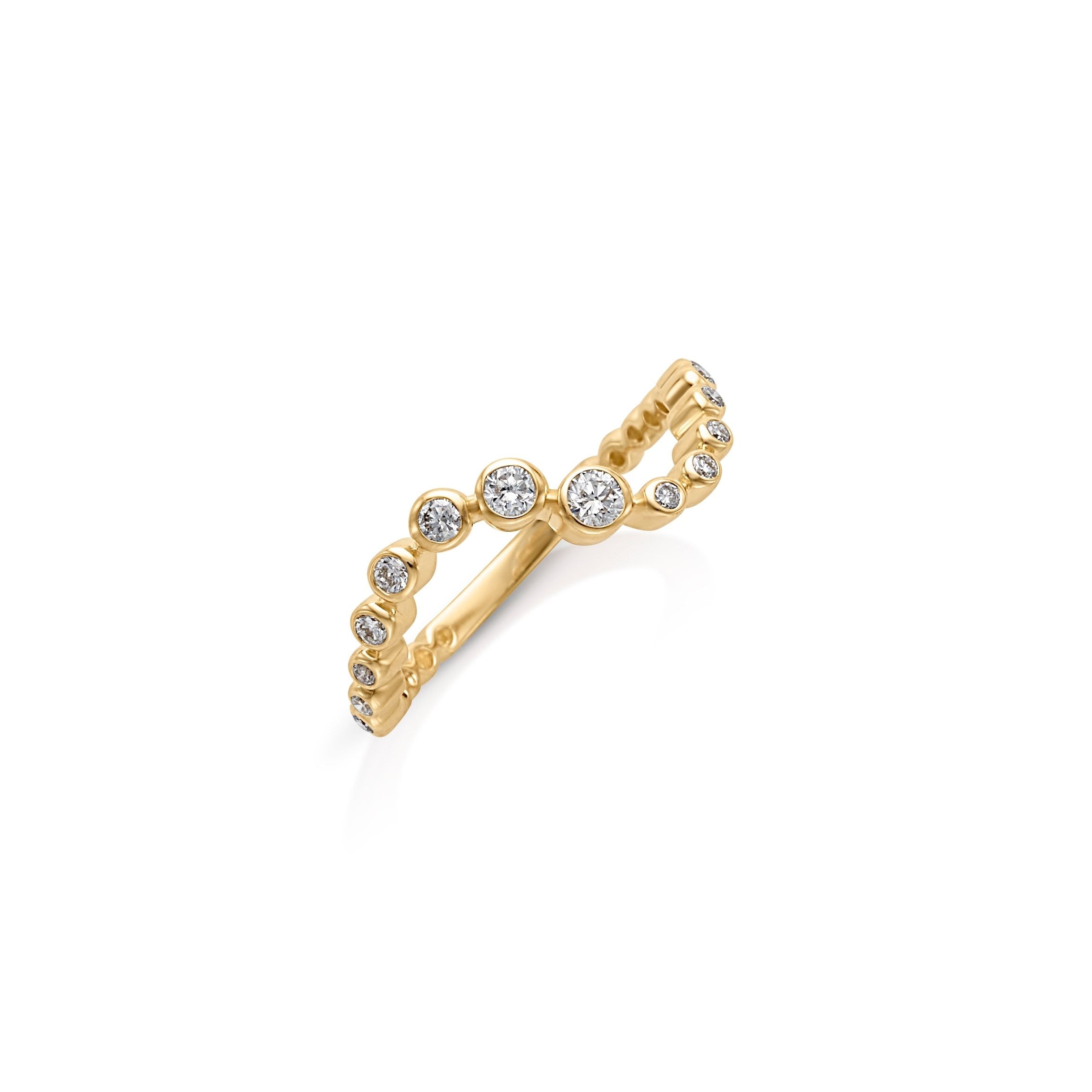 14KY Bezel Diamond Wave Ring