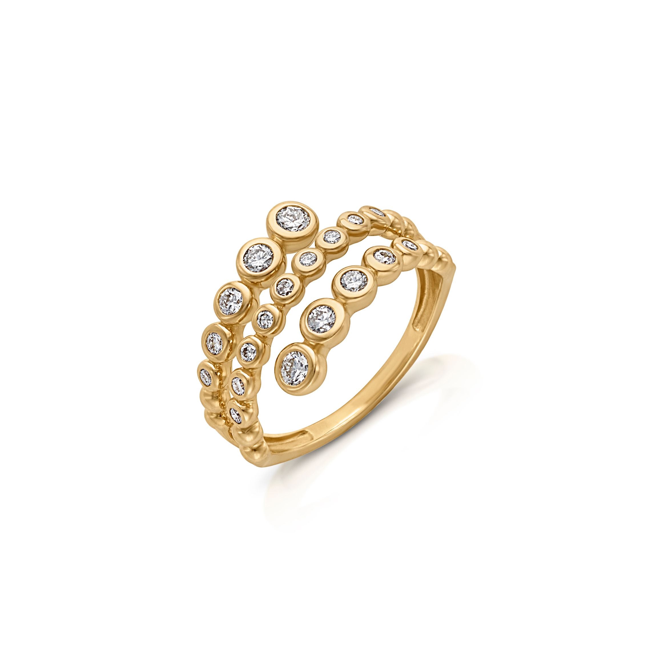 14KY Graduated Bezel Diamond Ring