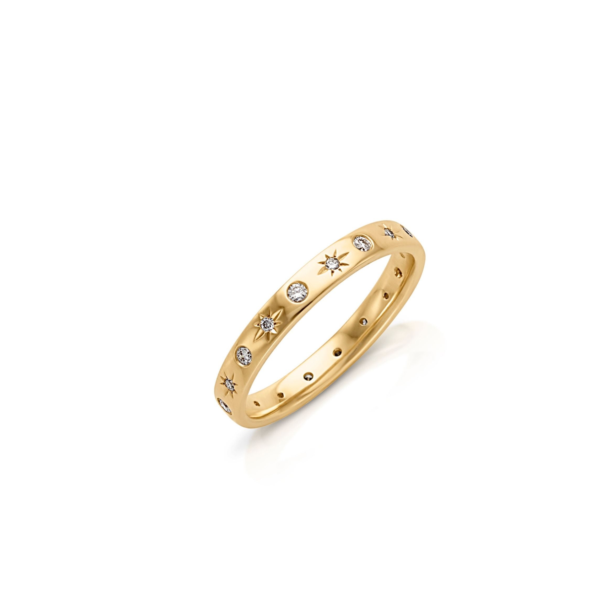14KY Round and Star Set Diamond Band