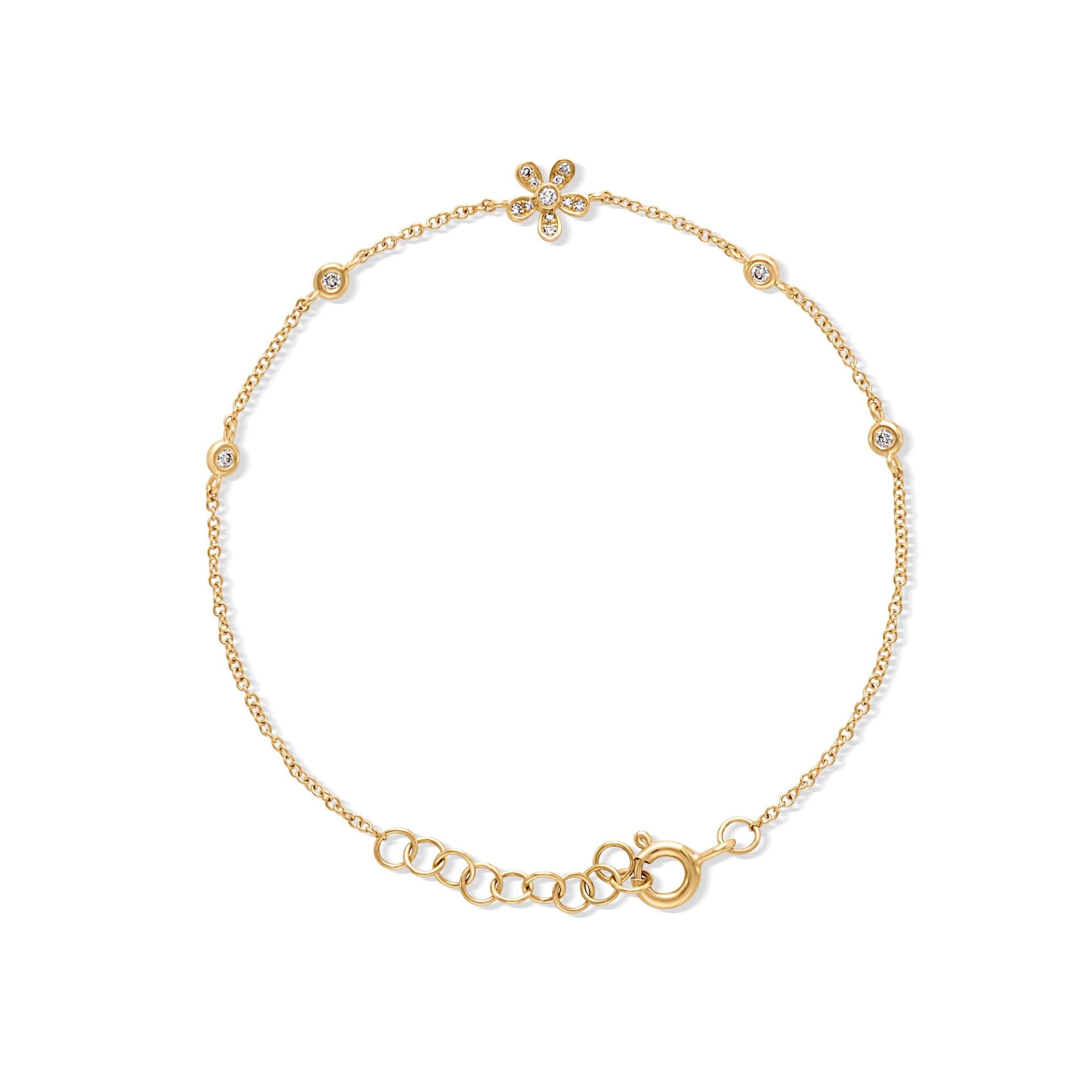 14KY Diamond Flower Bracelet