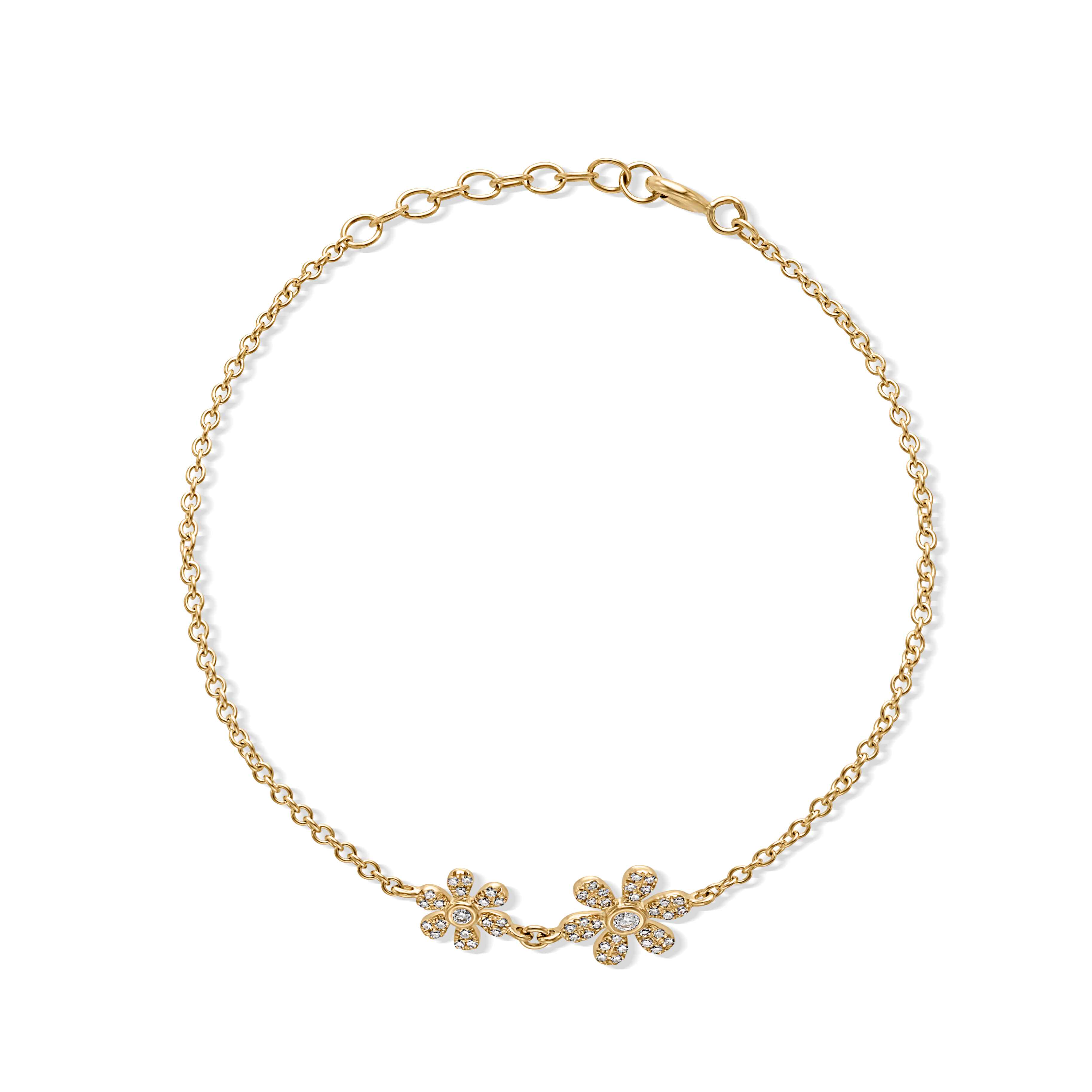 14KY Double Flower Diamond Bracelet