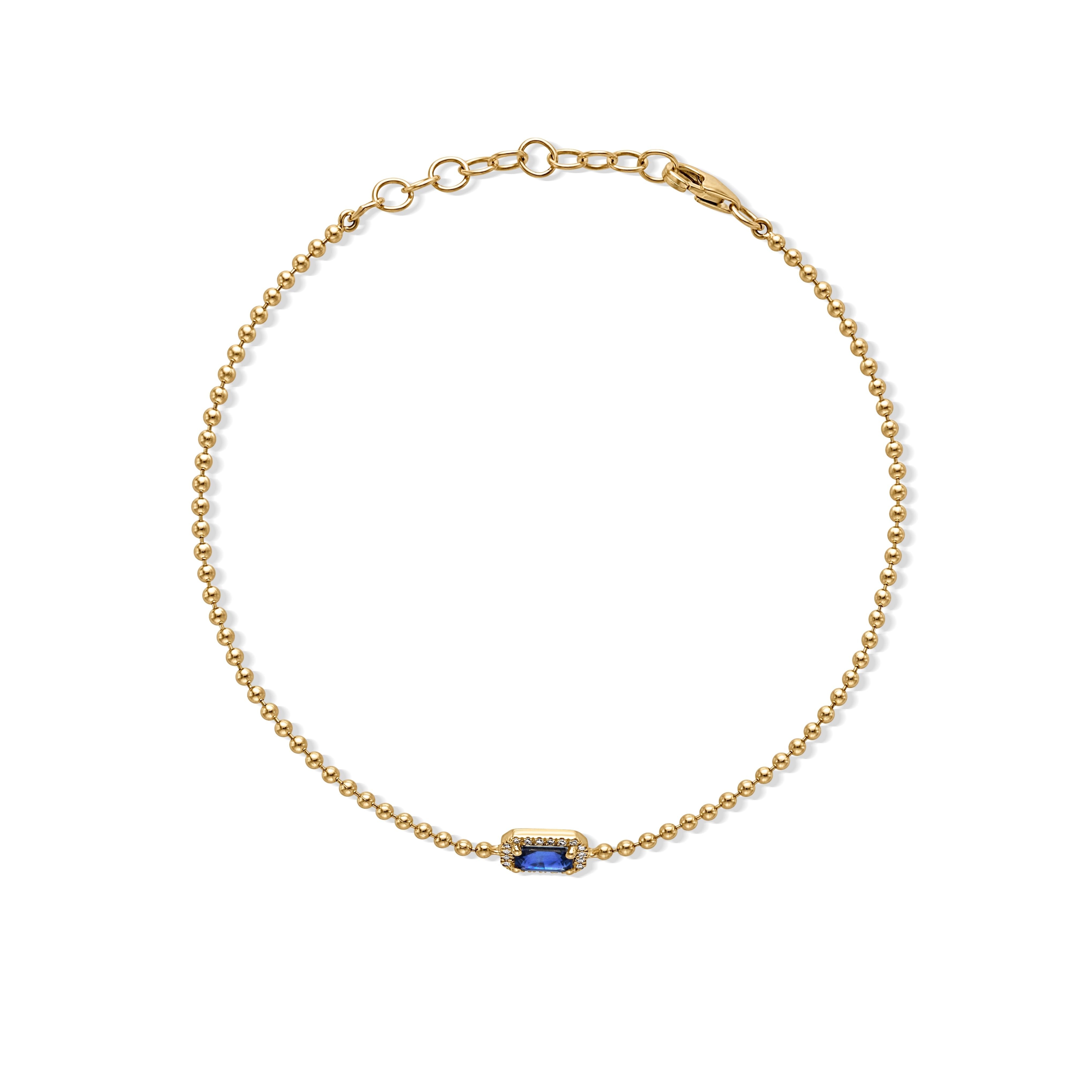 14KY Blue Sapphire Diamond Bracelet