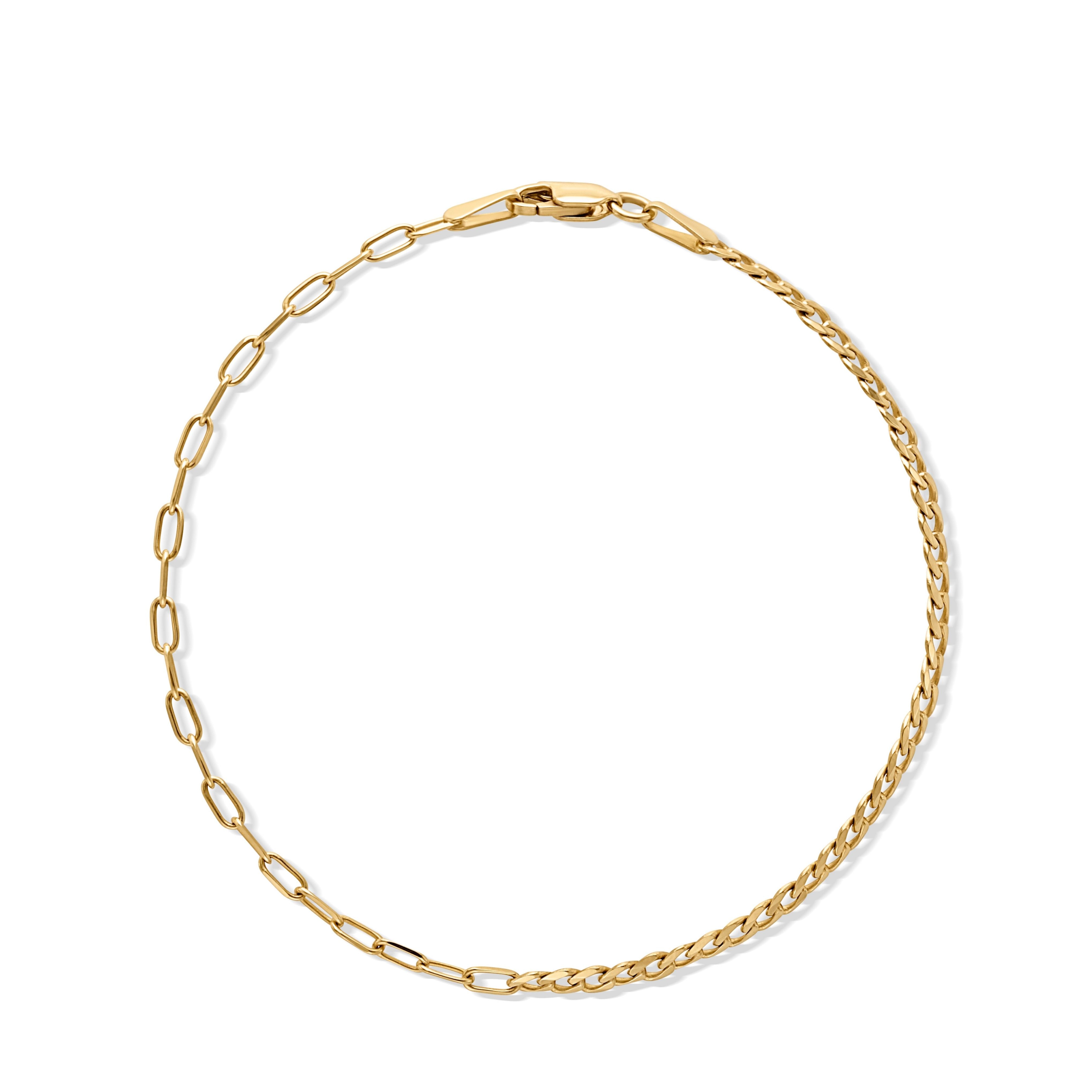 14KY Curb and Paperclip Bracelet