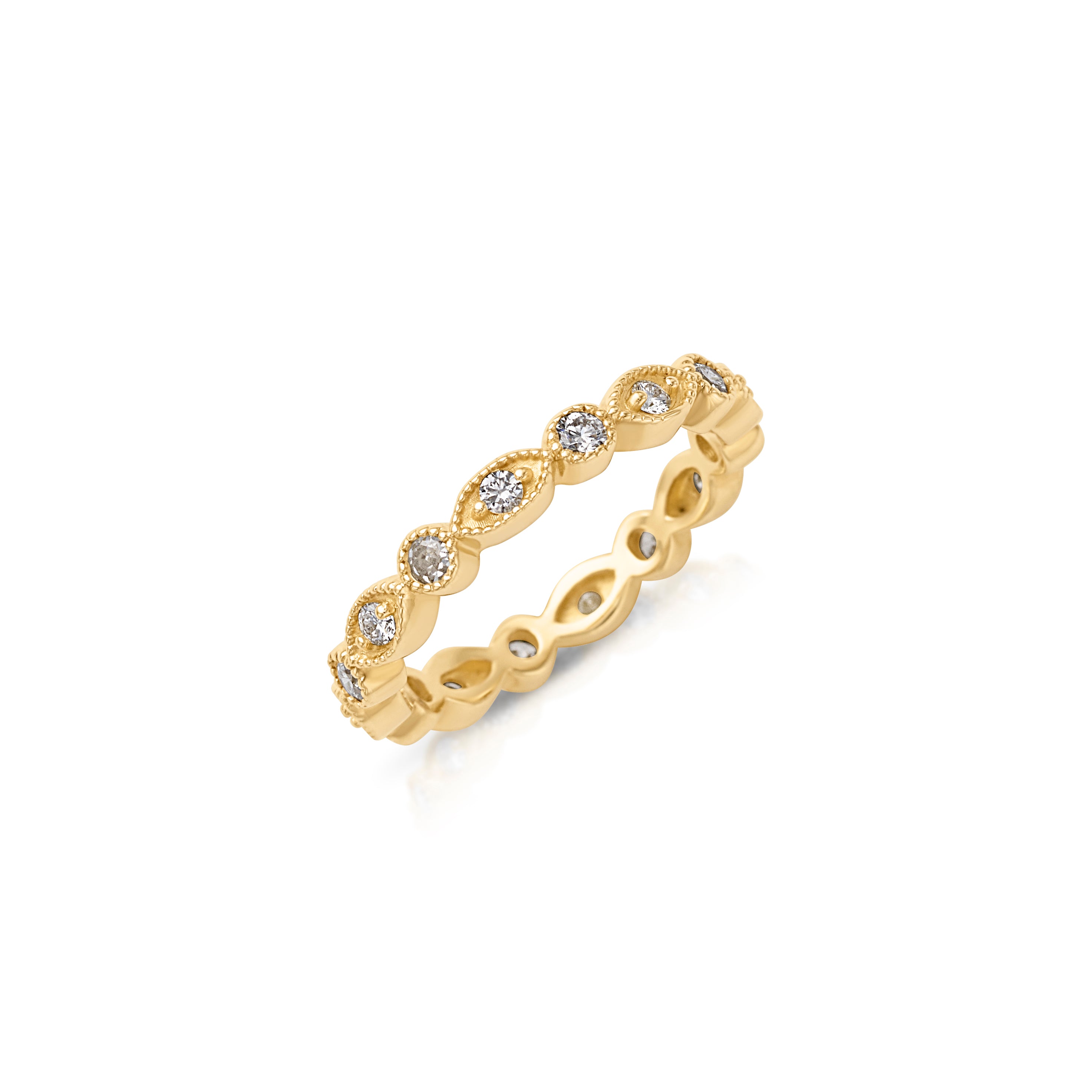 14K Marquise and Circle Stacking Band