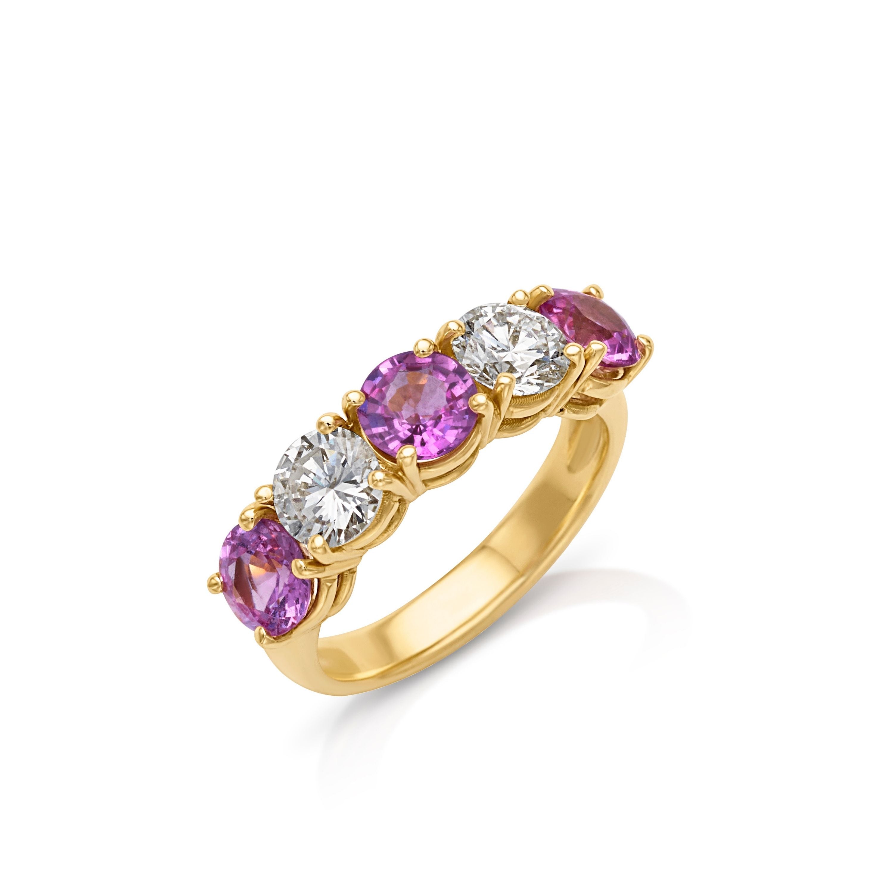 18KY Pink Sapphire and Diamond Ring