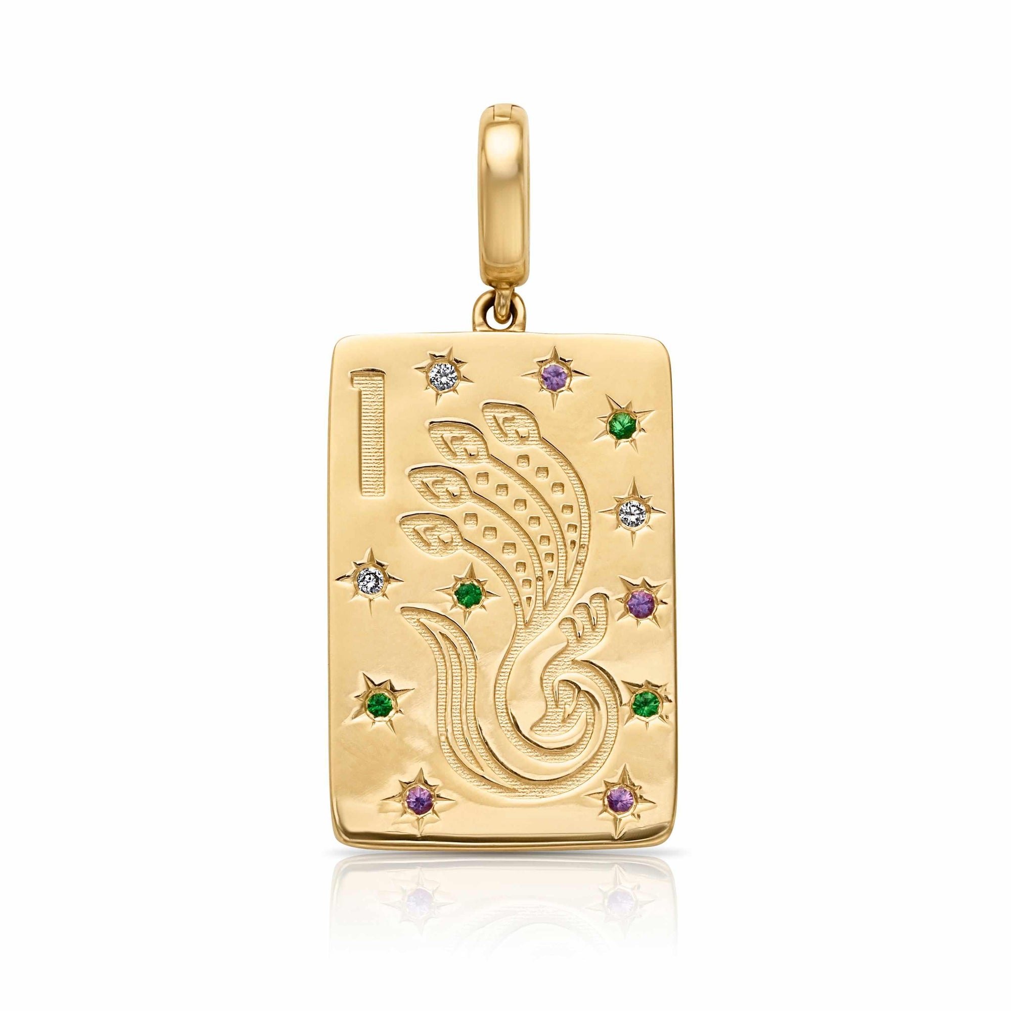 14KY Mahjong 1 Bird Bam Charm-Charms-Saffron Jewelry-Susan Saffron Jewelry