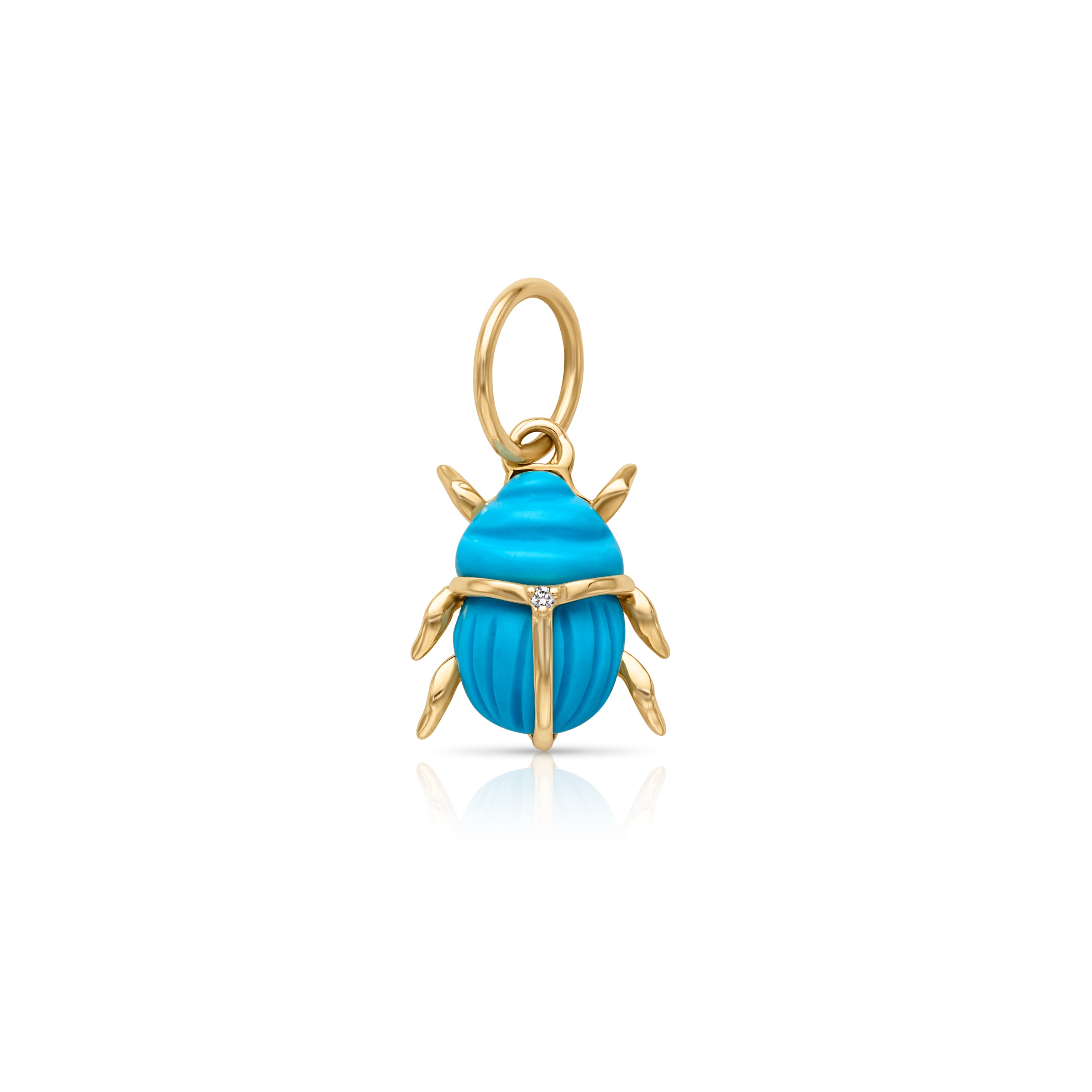 14KY Tiny Turquoise Scarab Charm