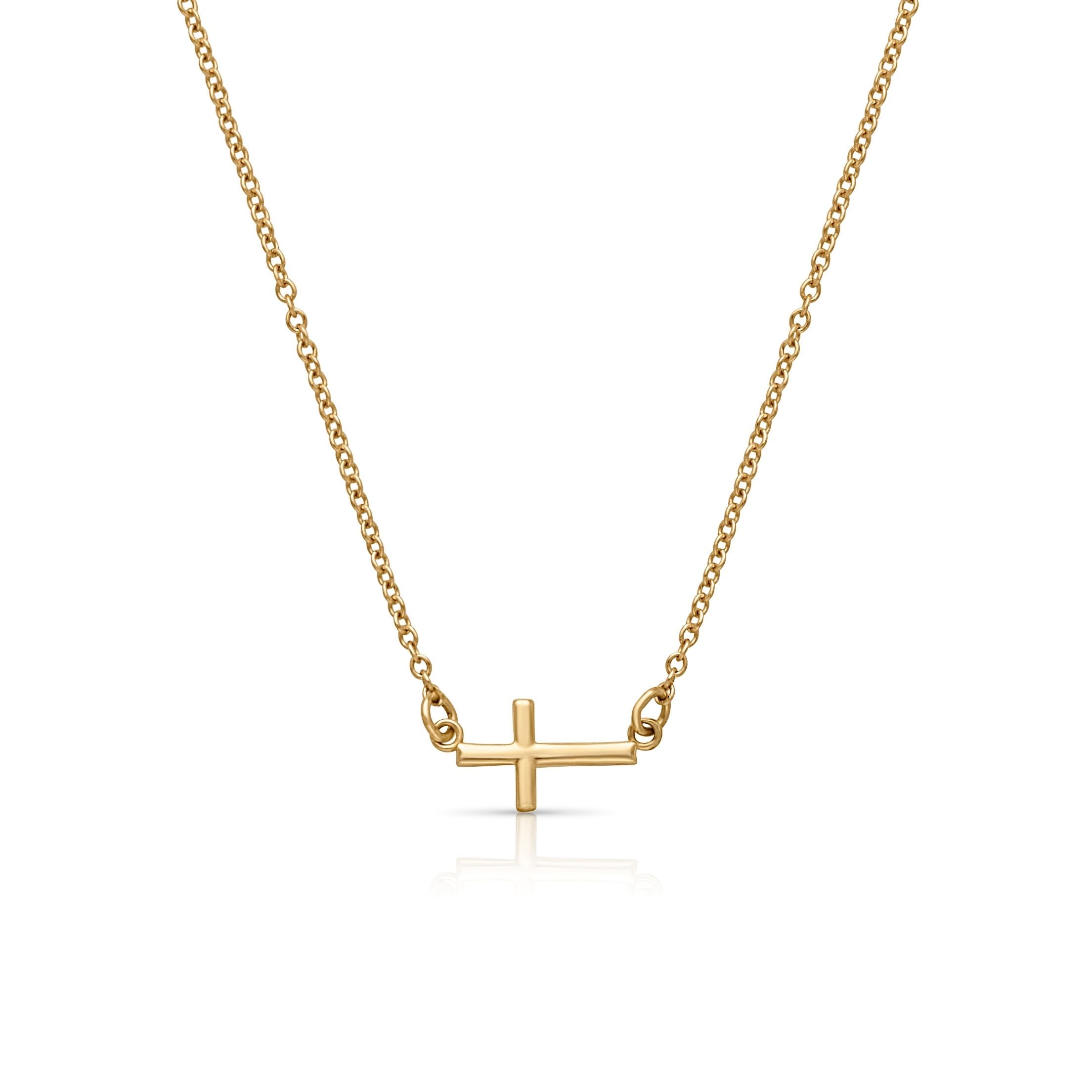 14KY Sideways Cross Necklace